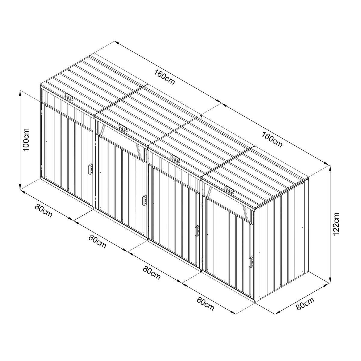 AXI Outdoor Living Mülltonnenbox Owen anthrazit B/H/L: ca. 80x122x320 cm