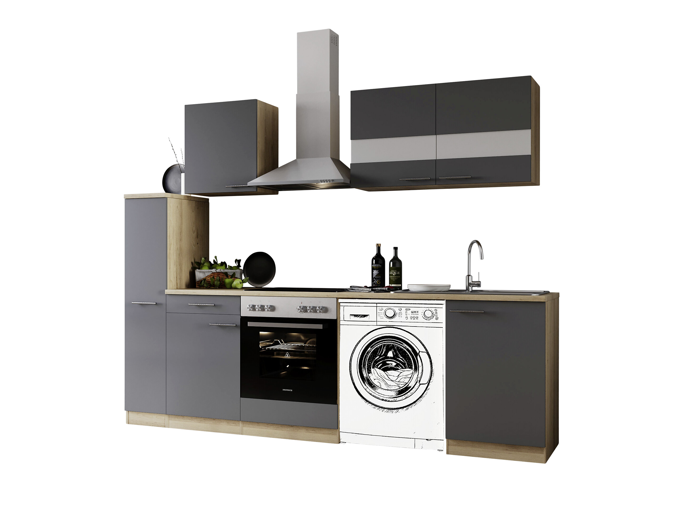 Respekta Küchenblock Merle grau B/H/T: ca. 250x200x60 cm