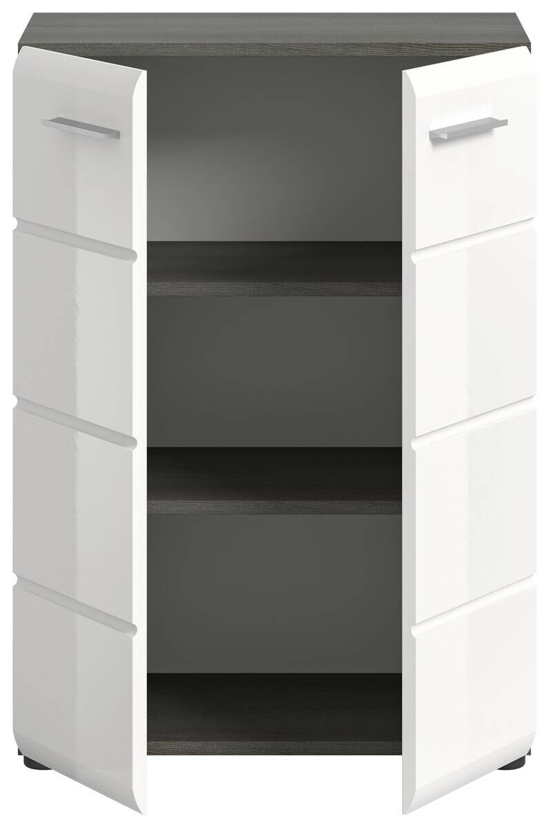 Kommode SALSA Rauchsilber Nachbildung weiß Hochglanz B/H/T: ca. 60x85x37 cm
