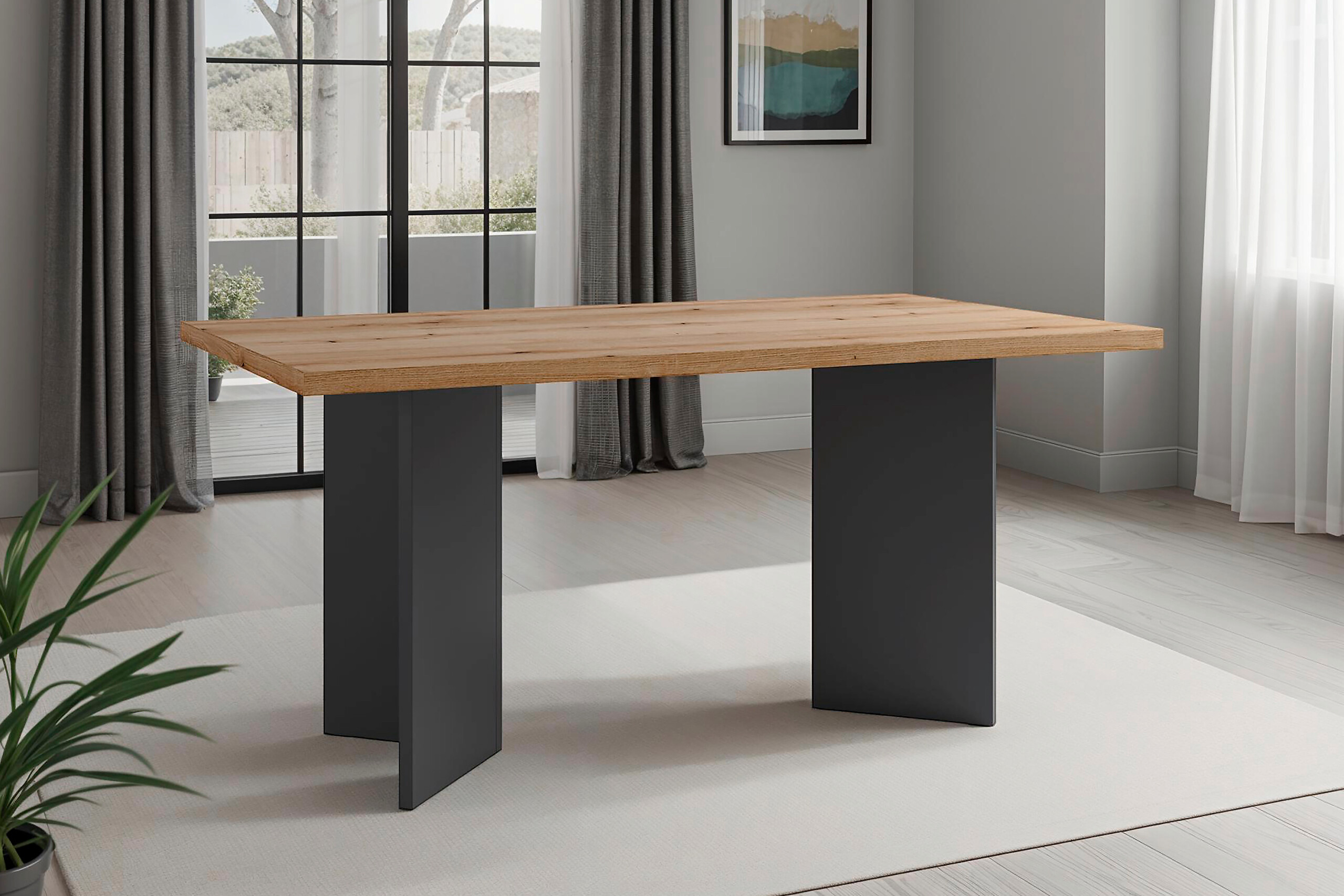 Tisch MARTEN Eiche anthrazit B/H/T: ca. 160x90x75,5 cm