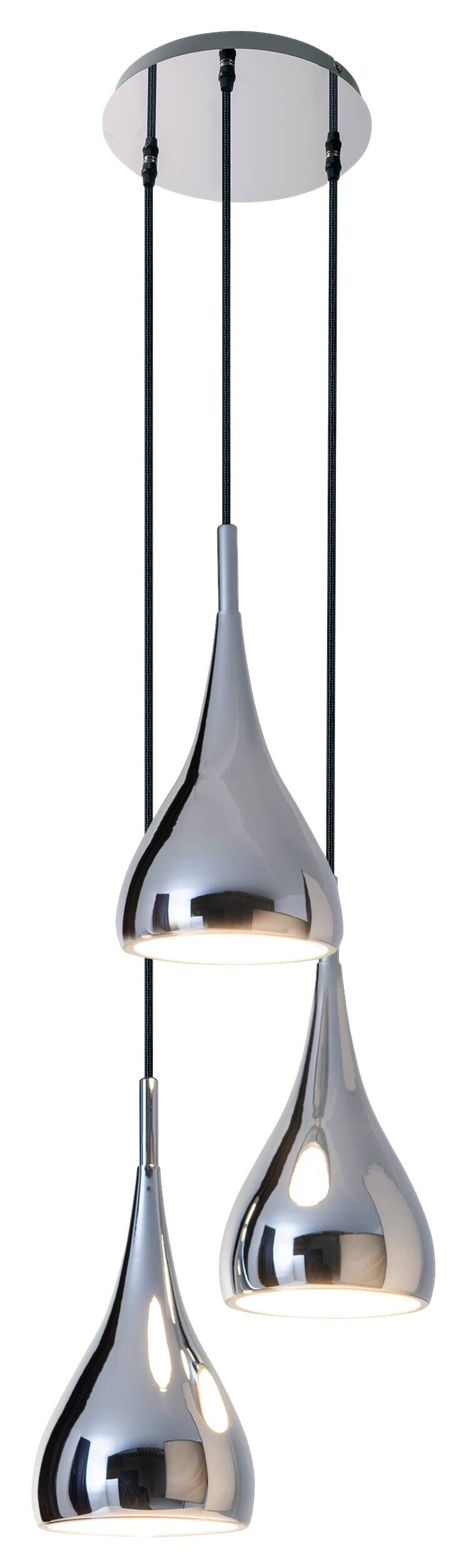 Näve Leuchten Pendelleuchte 6029242 Chrom Metall B/H/T: ca. 30x120x30 cm E27 3 Brennstellen