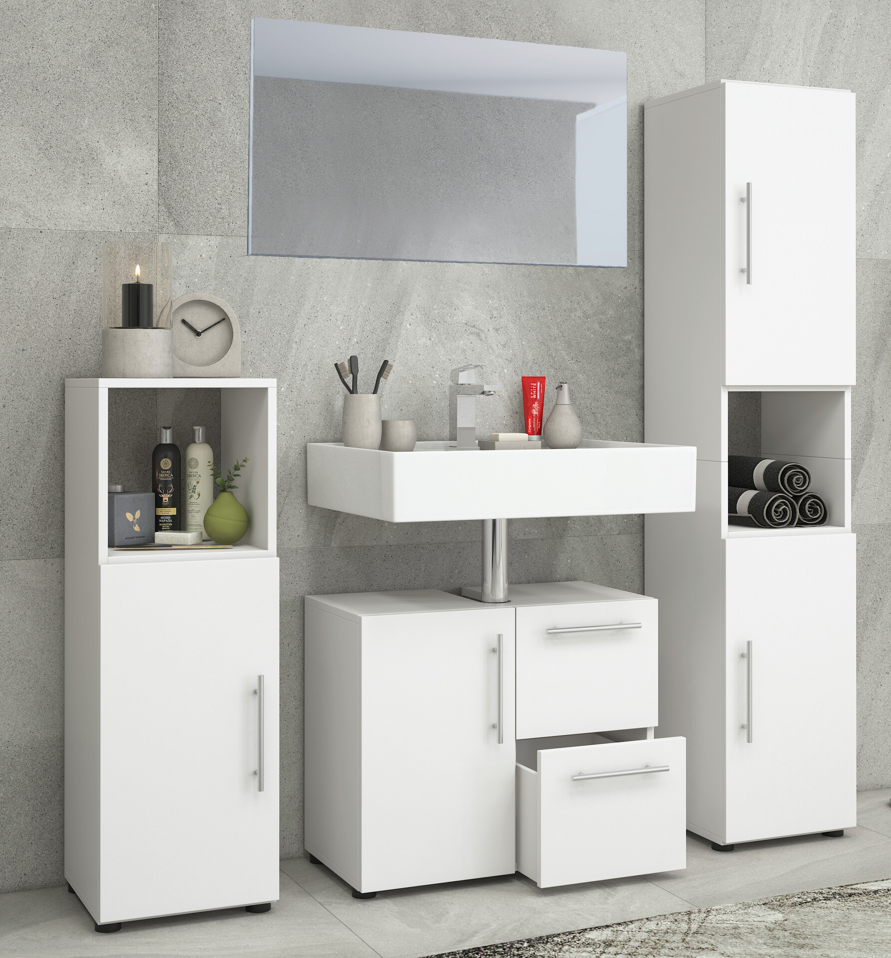 Badezimmer-Set Flandu weiß B/H/T: ca. 61x51x32 cm