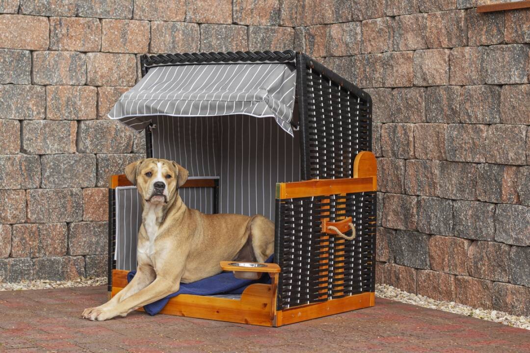 Hundestrandkorb braun Holz B/H/T: ca. 75x95x65 cm