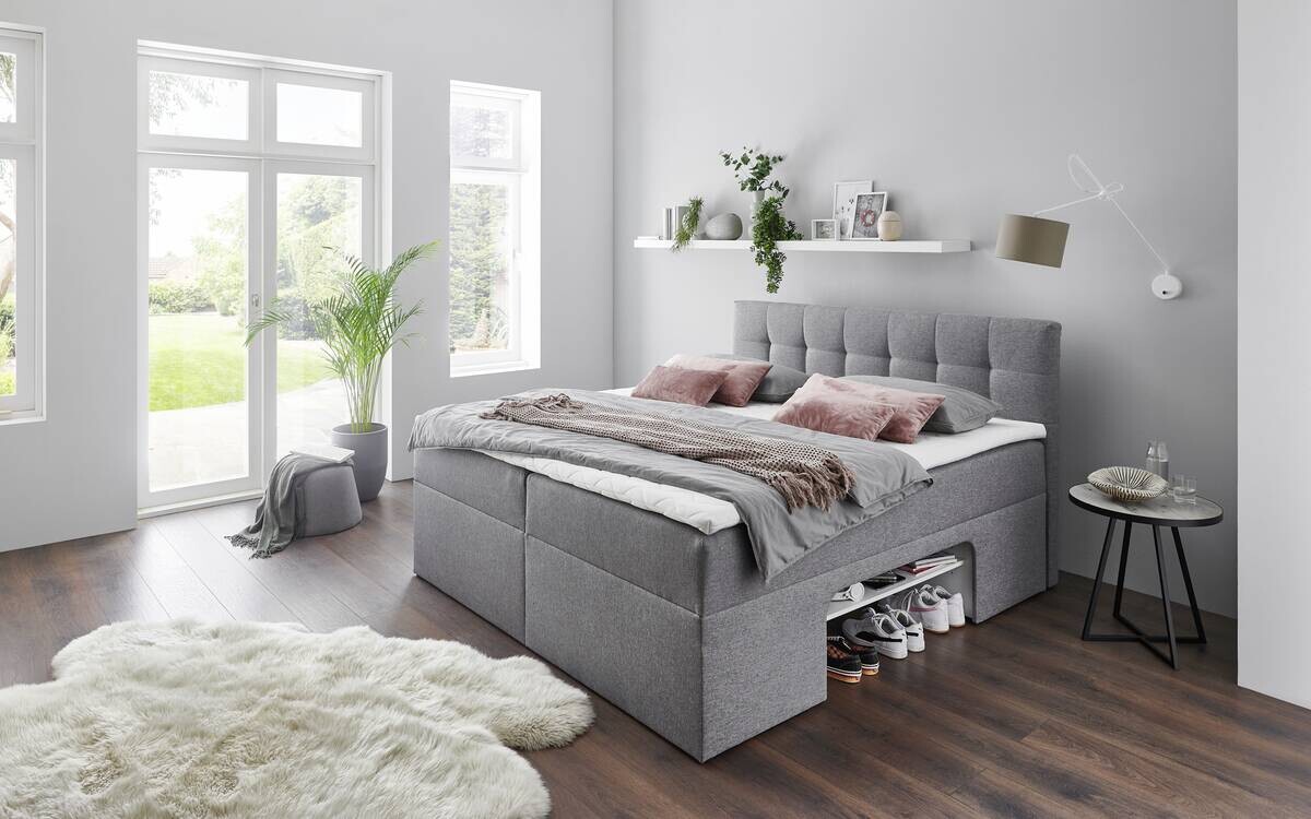 Boxbett Shelfie I hellgrau Liegefläche B/L: ca. 180x200 cm