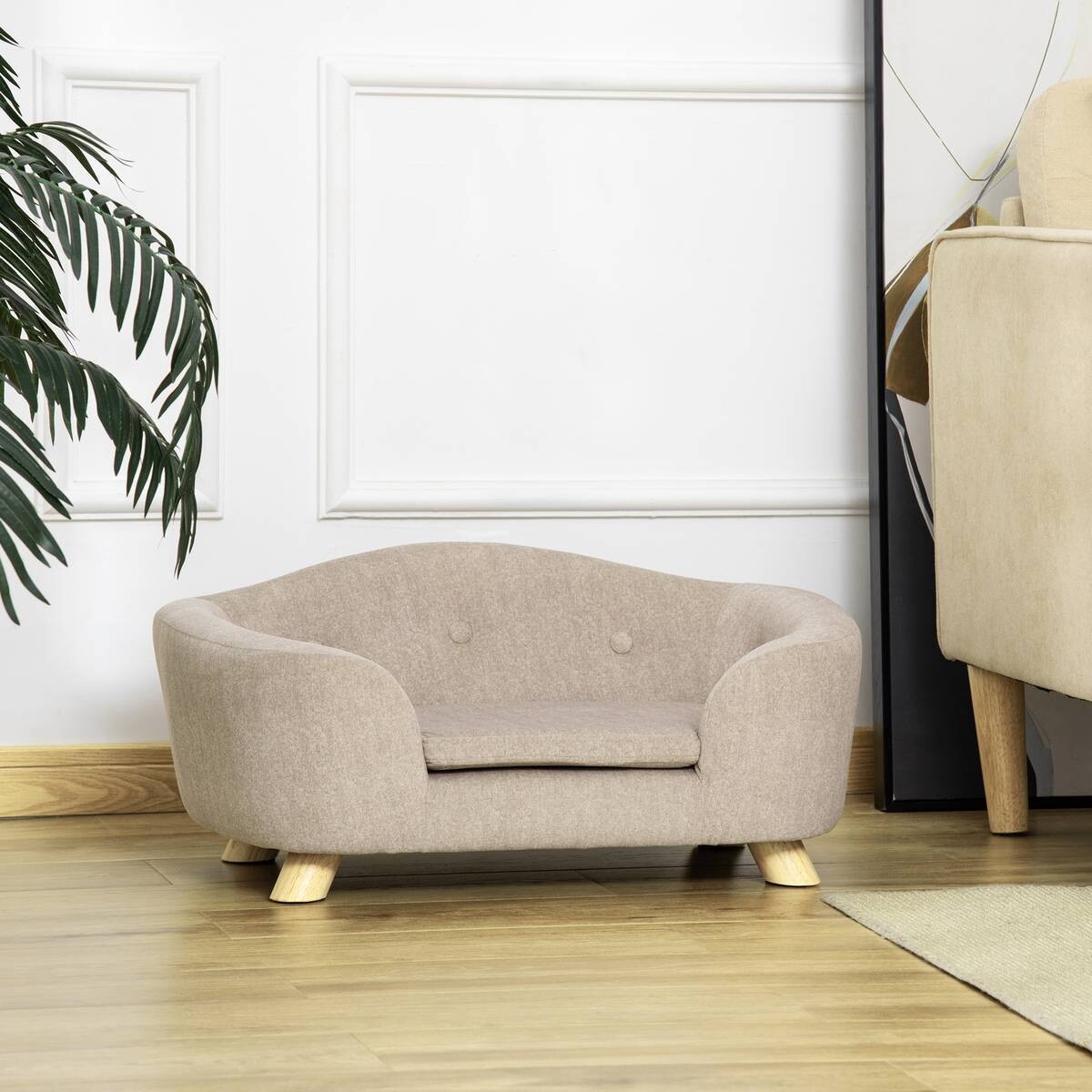 PawHut Hundebett weiß Kiefer B/H/L: ca. 47x30x70 cm