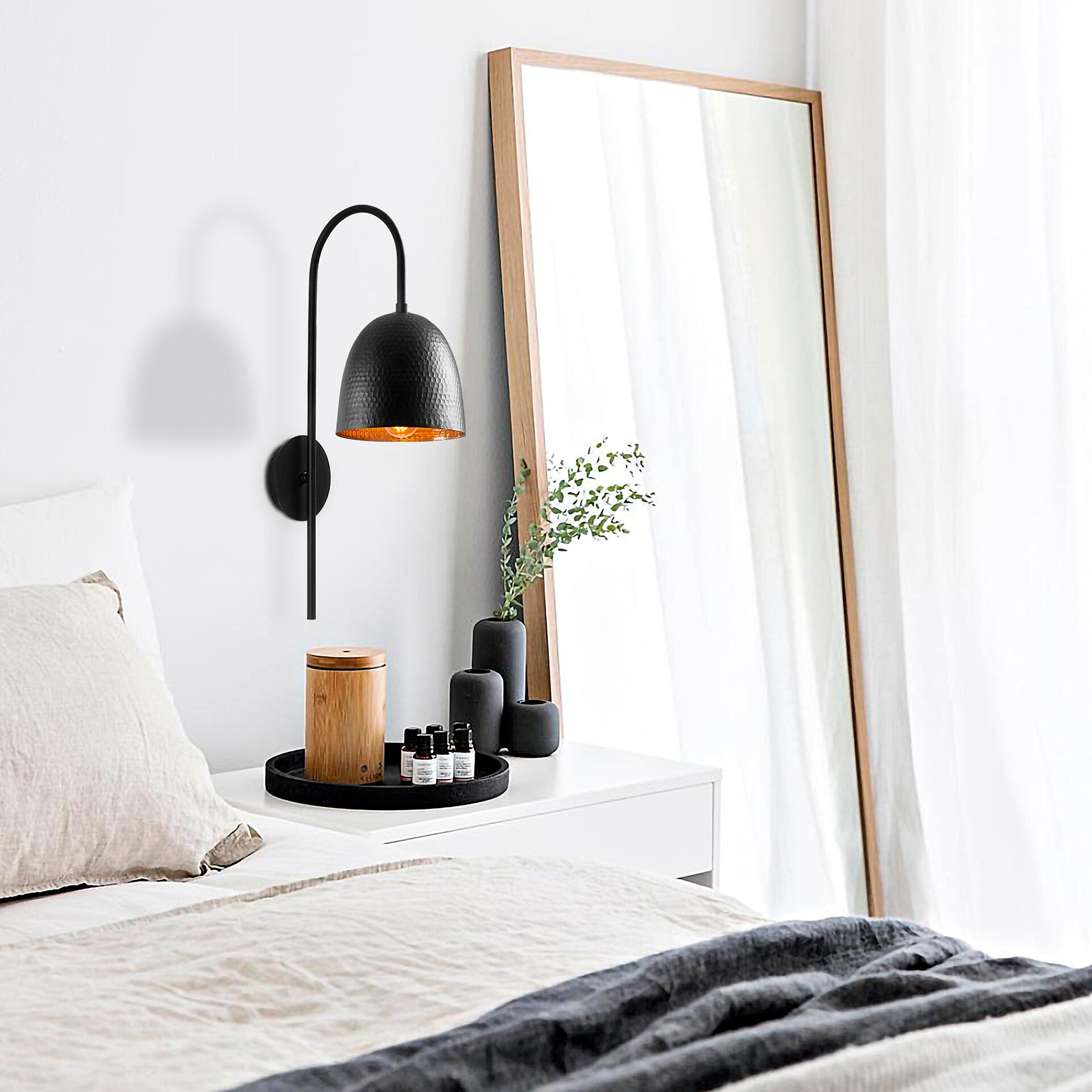 Opviq Wandleuchte schwarz Metall B/H/L: ca. 24x57x16 cm E27 1 Brennstellen