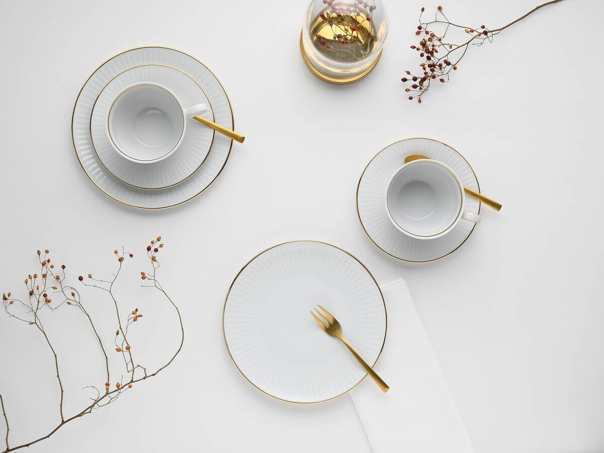 CreaTable Kaffeeservice Valencia weiß Porzellan 18 tlg.