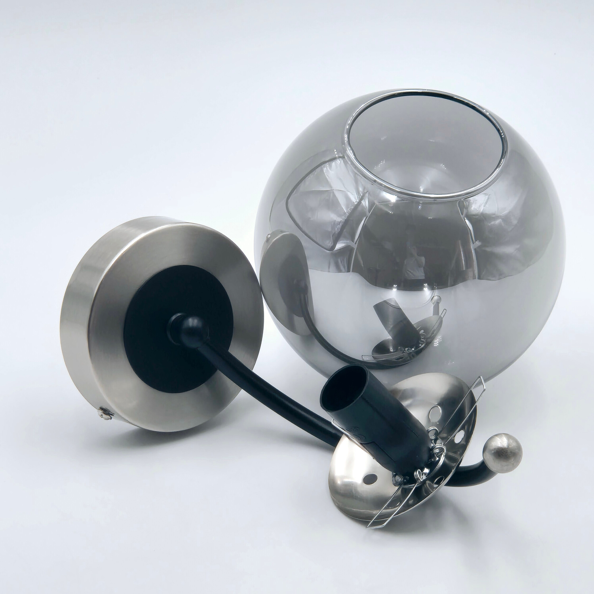 Lamkur Wandleuchte Chrom Stahl Glas B/H/L: ca. 20x14,5x20 cm E14 1 Brennstellen