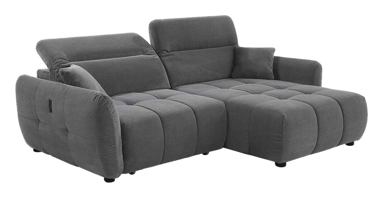 Ecksofa mit elektrischer XXL Sitztiefenverstellung grau Kord B/H/T: ca. 260x106x191 cm