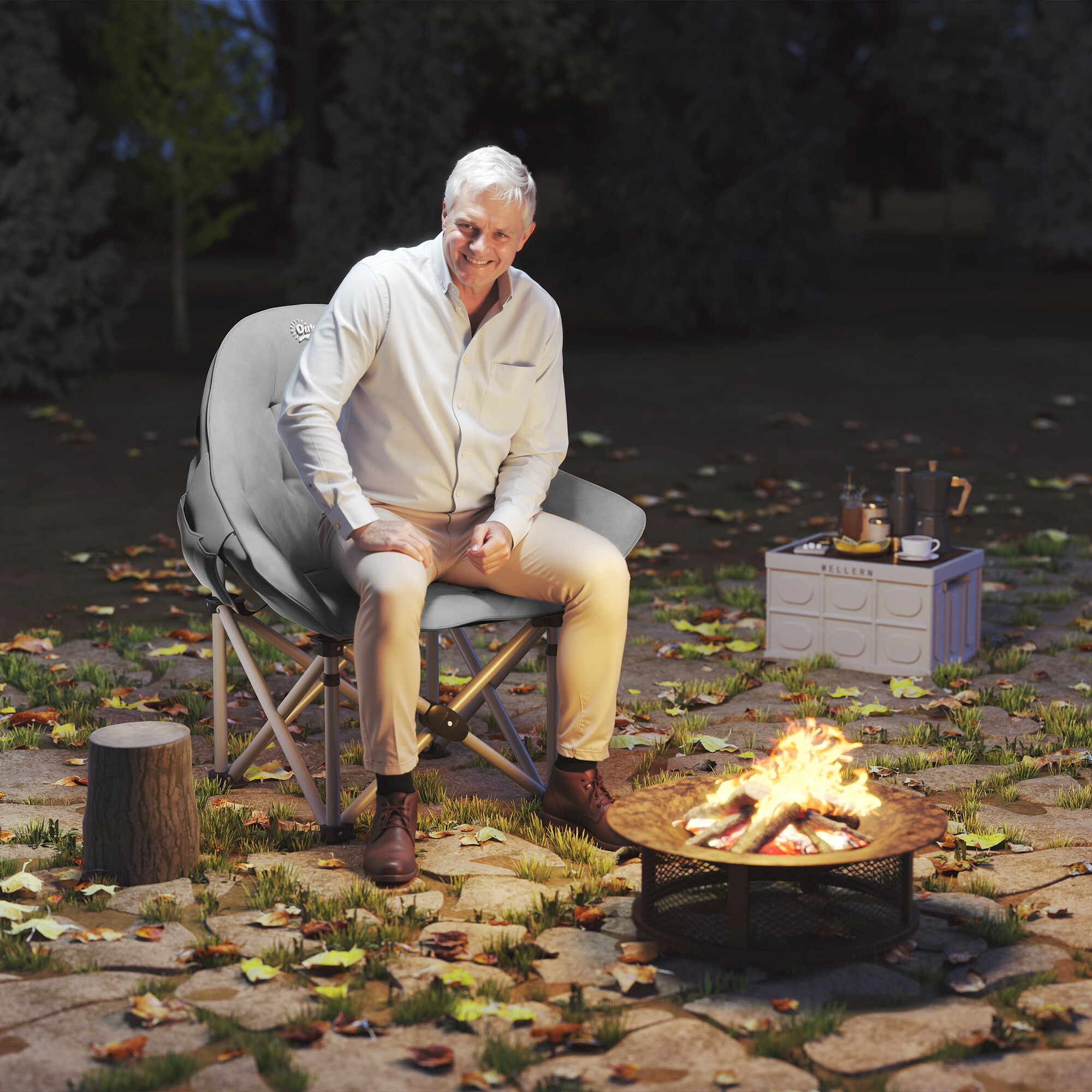 Outsunny Campingstuhl dunkelgrau Metall B/H/L: ca. 63x100x90 cm