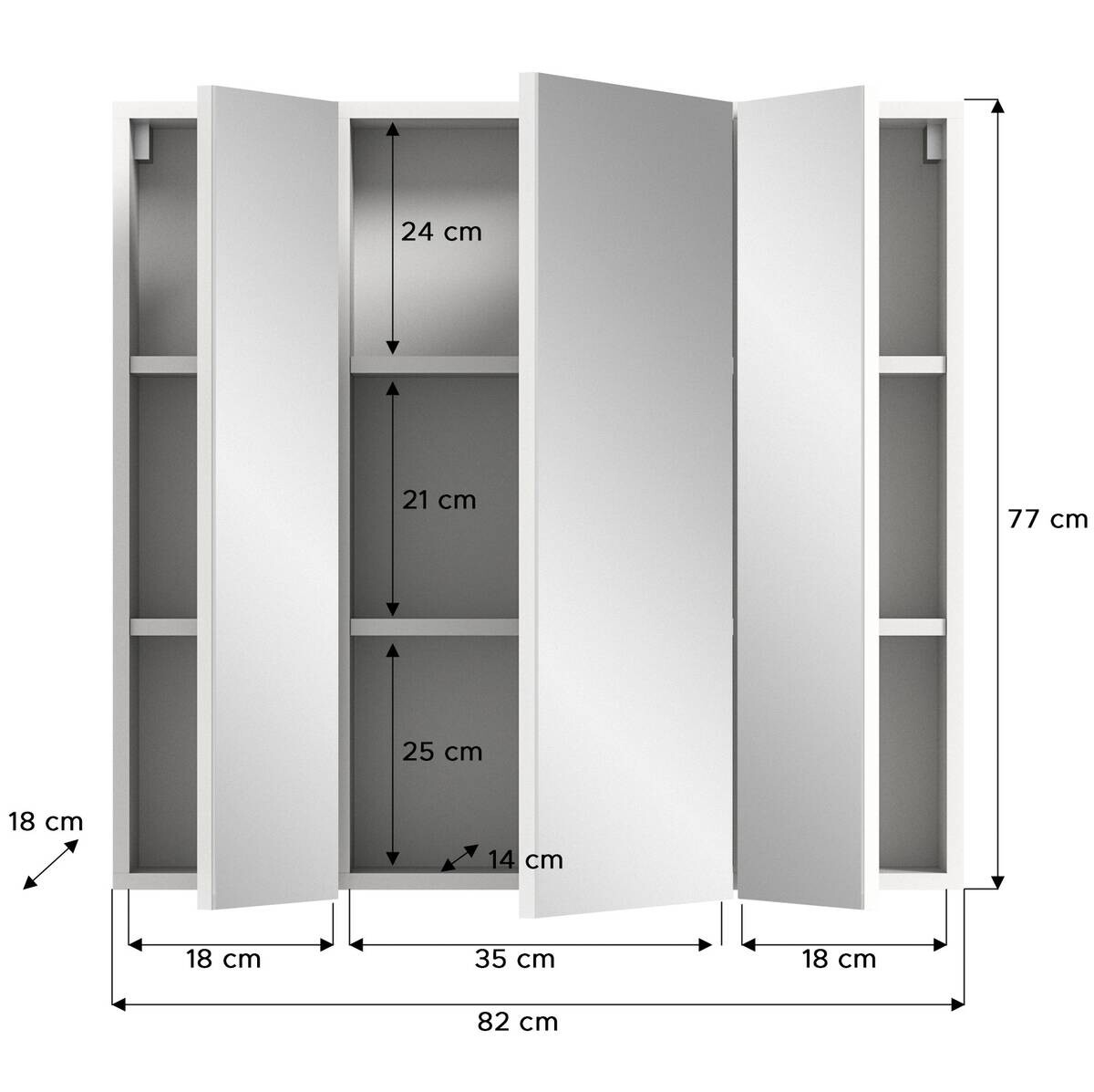Spiegelschrank VIRA weiß B/H/T: ca. 82x77x18 cm