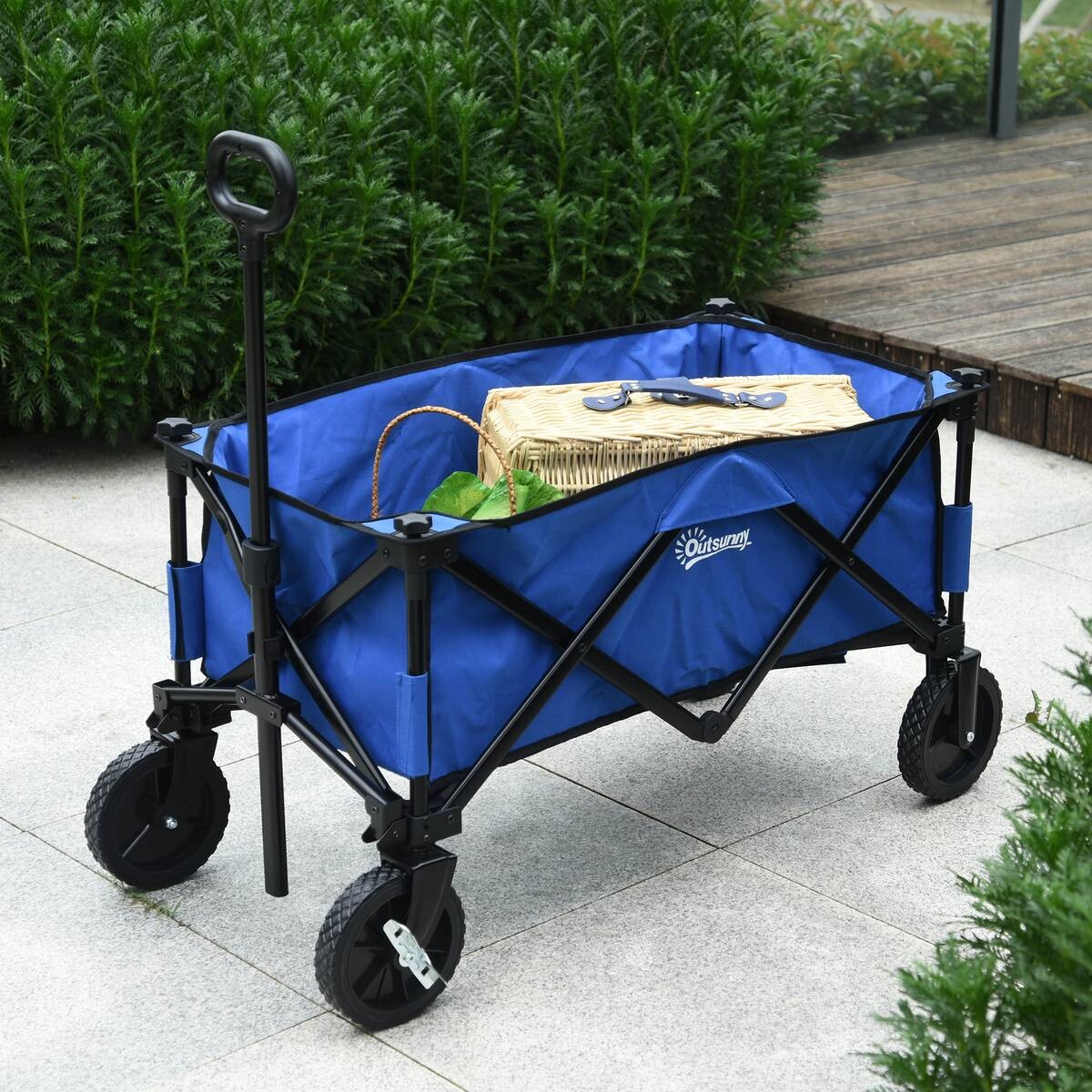 Outsunny Bollerwagen faltbar dunkelblau Stahl B/H/L: ca. 51x92x107 cm