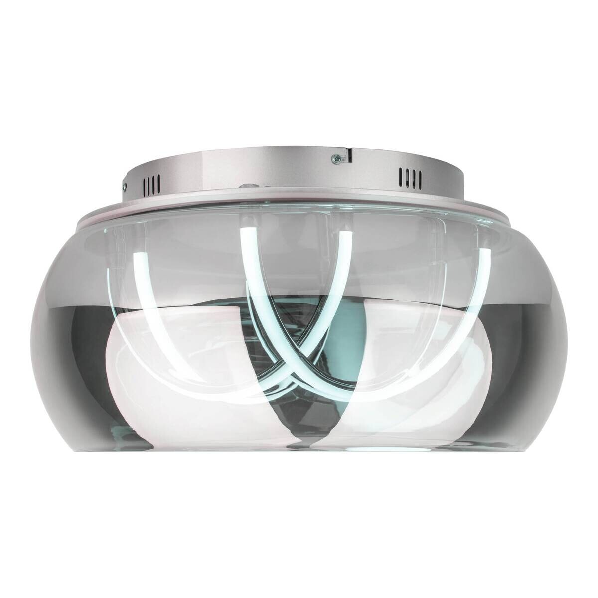 Näve Leuchten LED-Deckenleuchte Chrom Metall Glas B/H/T/D: ca. 45x23,5x45x45 cm