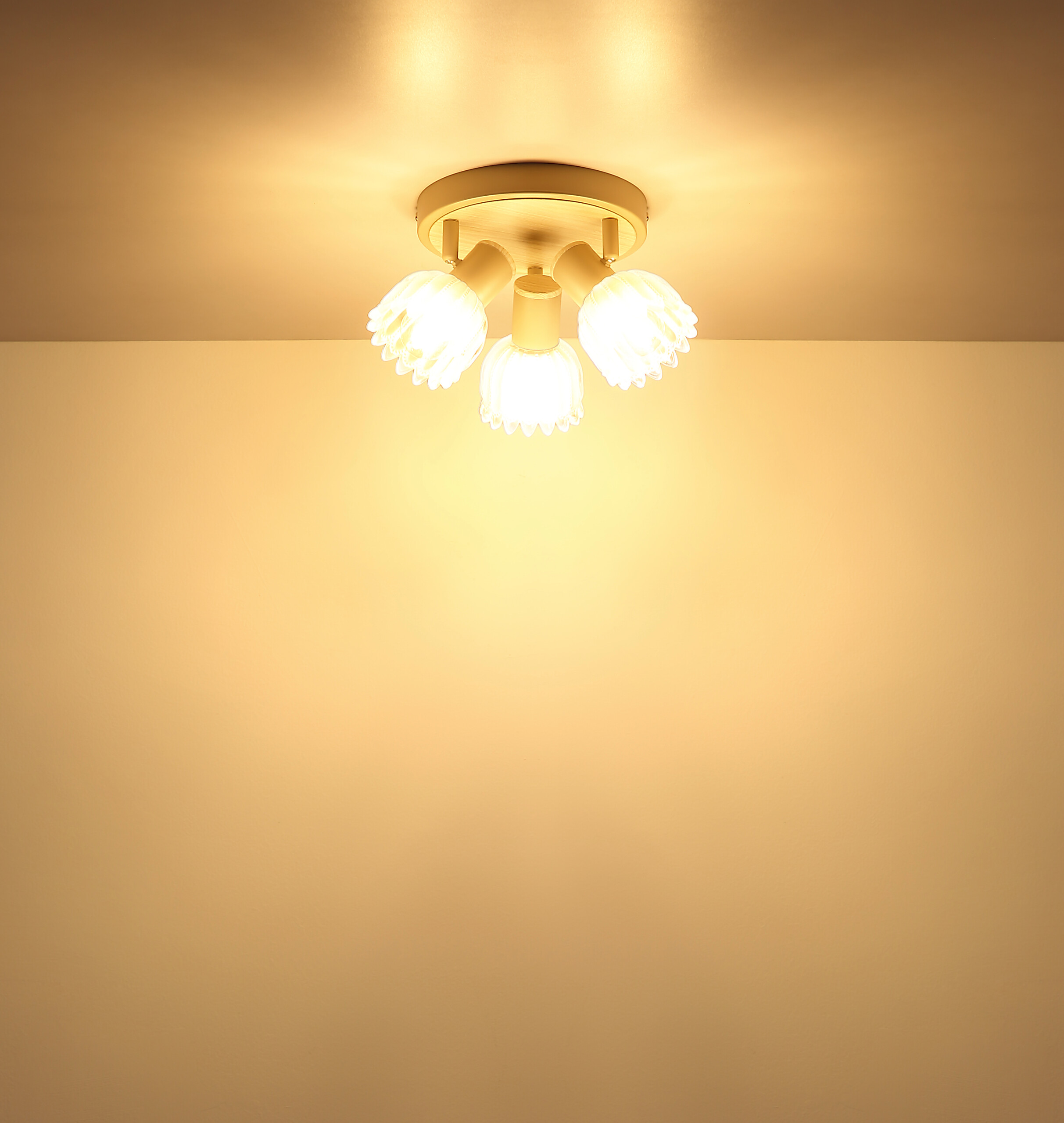 GLOBO Strahler sand Glas Metall B/H/L: ca. 11x20x20,5 cm E14 3 Brennstellen