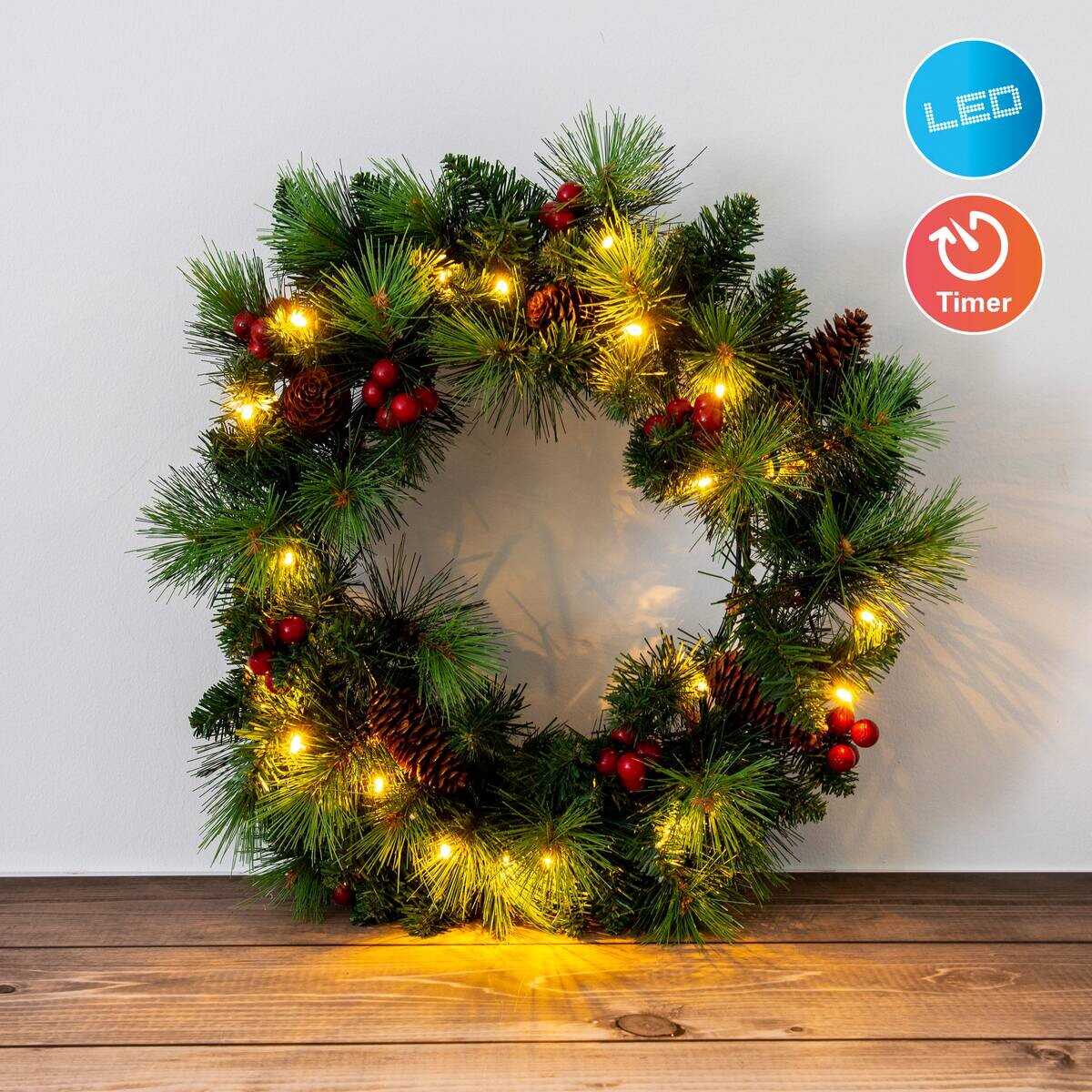 Näve Leuchten LED-Dekoartikel Noel grün Metall B/H/T: ca. 35x8x35 cm