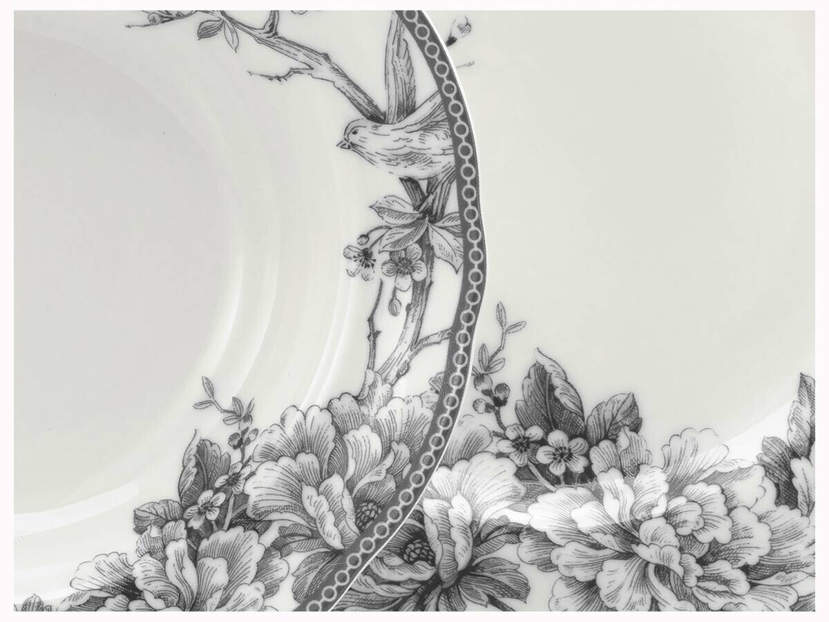 CreaTable Tafelservice Adelaide Grau weiß Porzellan 8 tlg.