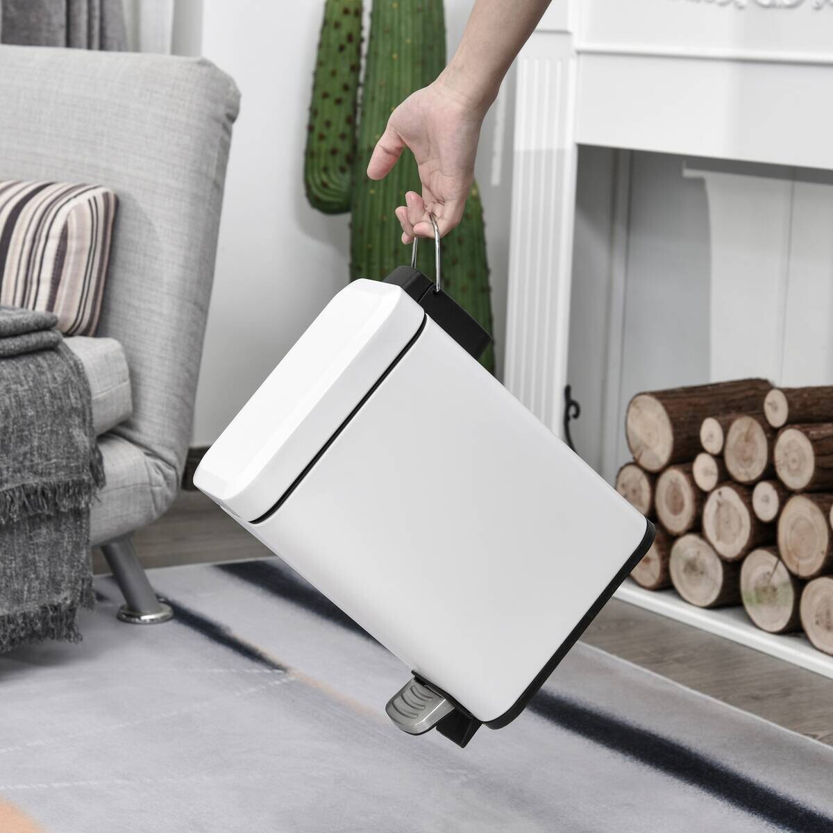 HOMCOM Mülleimer weiß B/H/L: ca. 14x29,2x32 cm