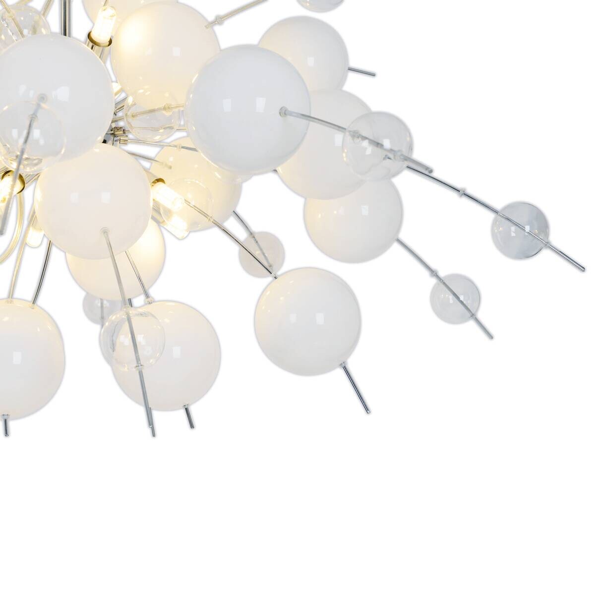 Näve Leuchten Pendelleuchte weiß Glas Metall B/H/T/D: ca. 98x187x98x98 cm G9 10 Brennstellen