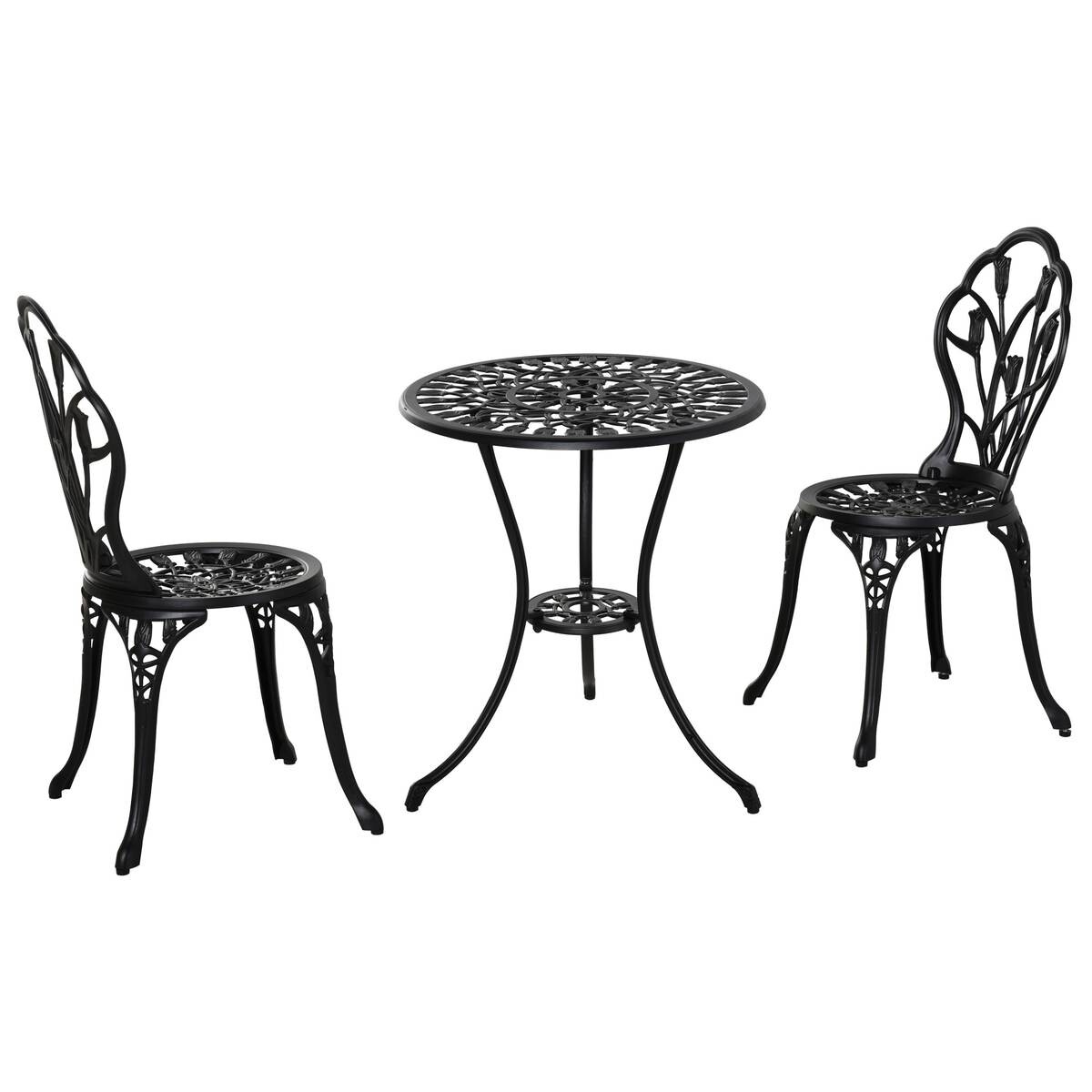 Outsunny Bistro-Set schwarz Aluminium B/H/L: ca. 60x67x60 cm
