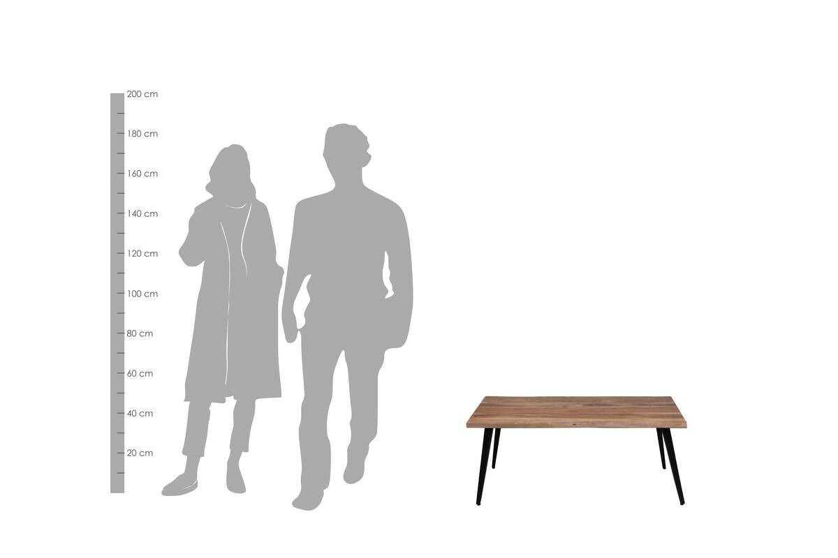 byLIVING Couchtisch CADDY natur schwarz Akazie Metall B/H/T: ca. 110x45x60 cm