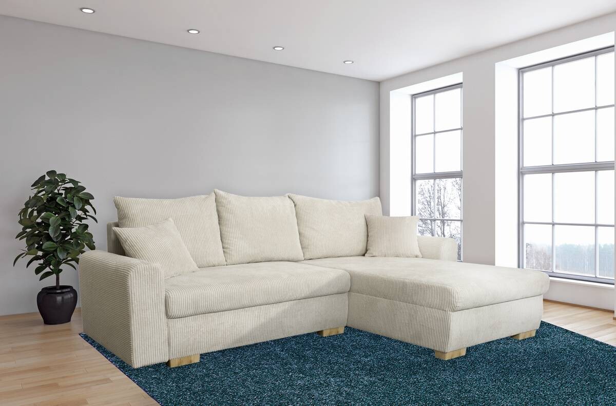Ecksofa mit Bettfunktion und Bettkasten beige B/H/T: ca. 224,5x90x168 cm