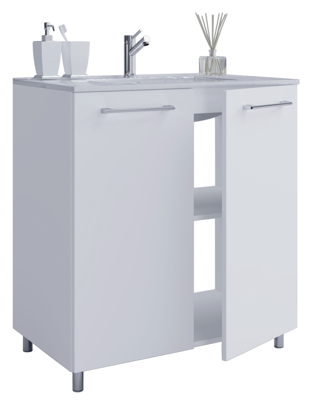 Badblock 2tlg-Gilos weiß weiß B/H/T: ca. 60x86x46 cm