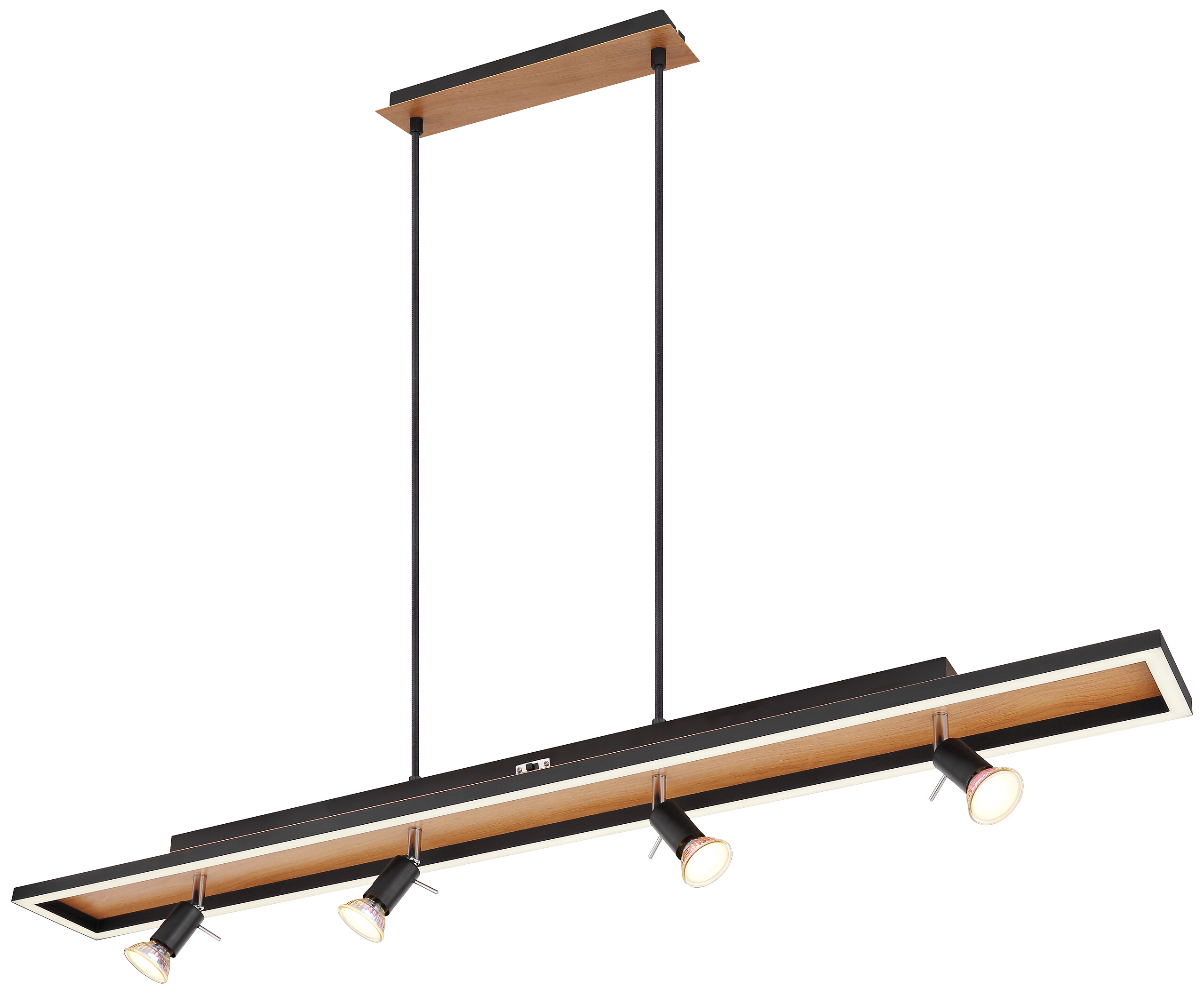 GLOBO Pendelleuchte 57034-4H Ida schwarz Opal Metall Kunststoff B/H/T: ca. 116x120x12 cm null 5 Brennstellen