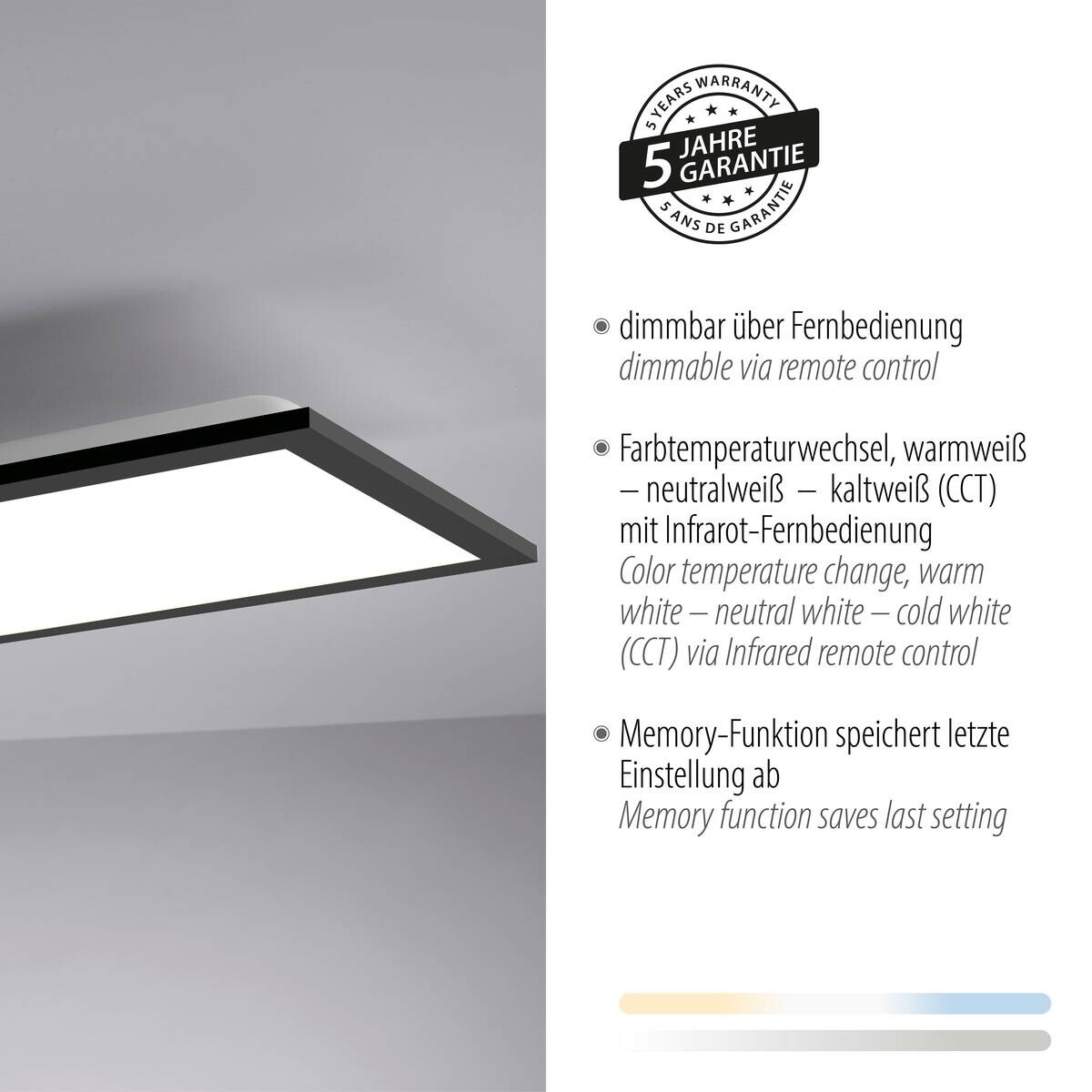 Just Light LED-Deckenleuchte Flat schwarz B/H/L: ca. 25x6,5x100 cm