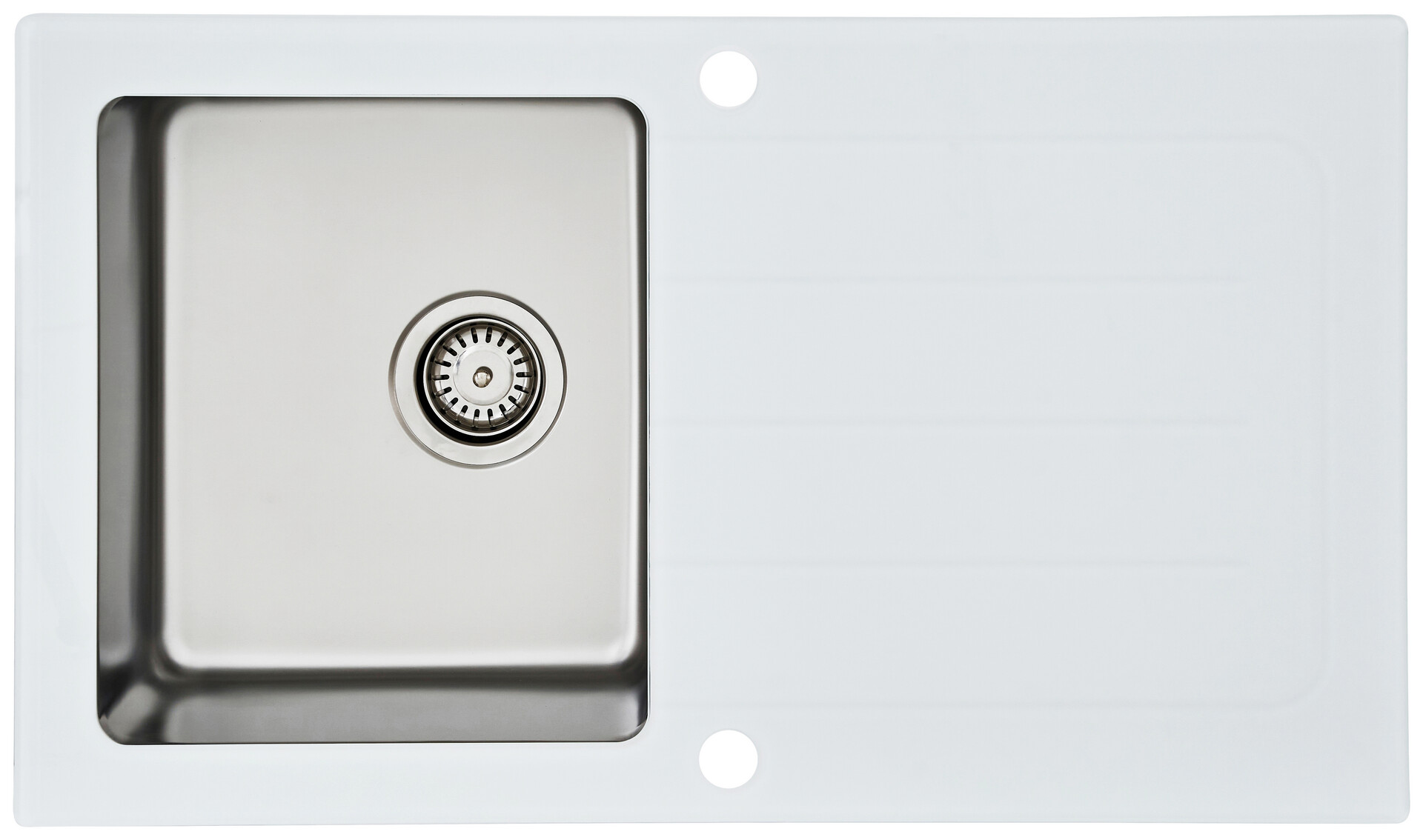 Respekta Einbauspüle New York 86 x 50 W weiß Glas Edelstahl B/H/T: ca. 86x21x50 cm