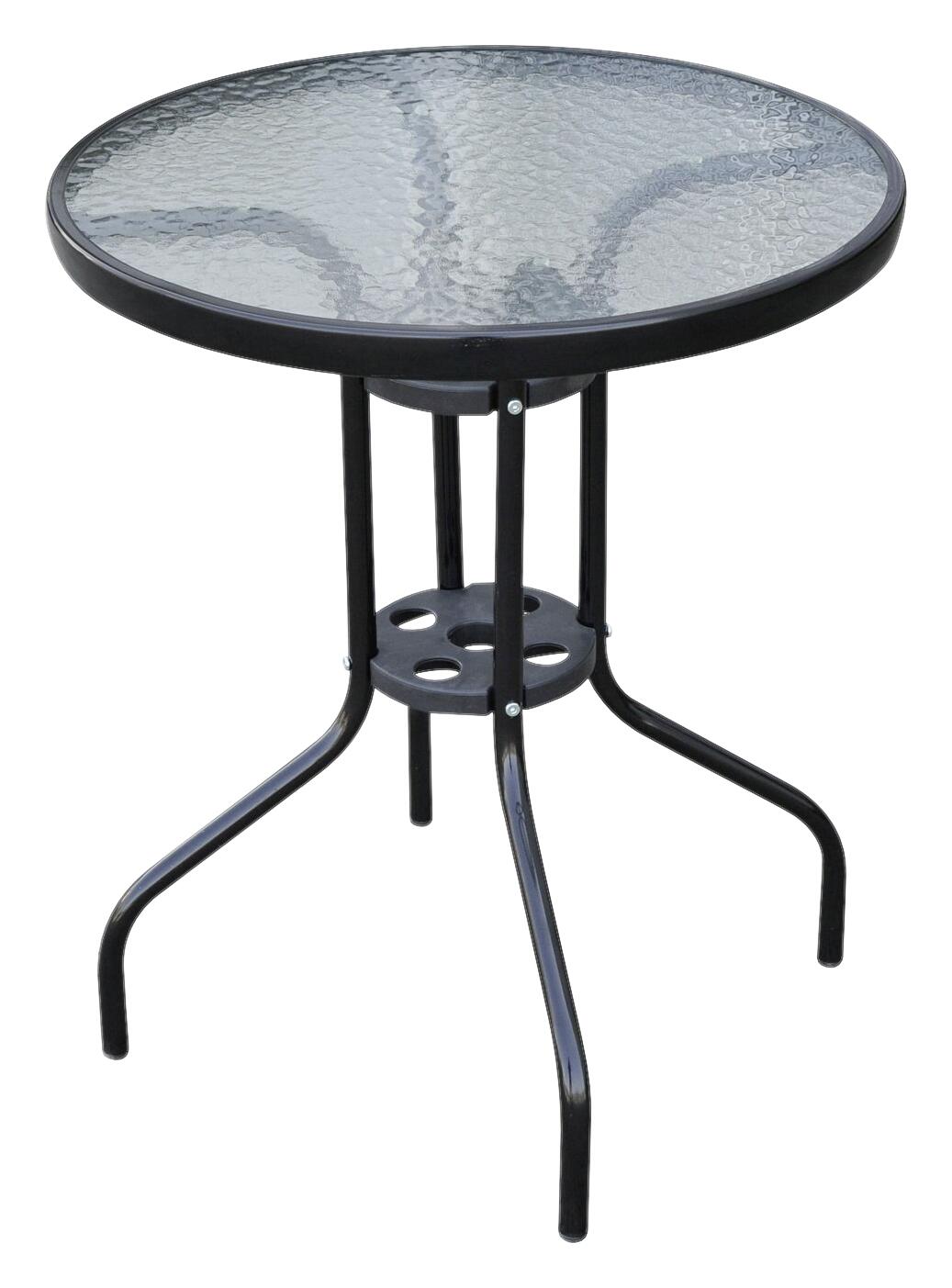 Outsunny Glastisch schwarz Metall H/D: ca. 70x60 cm