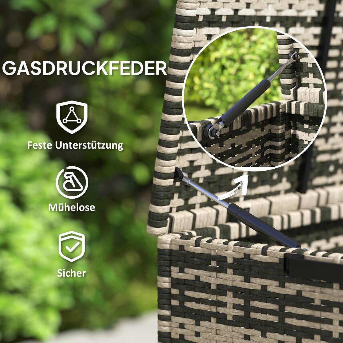 Outsunny Rattan-Auflagenbox grau Polyethylen B/H/L: ca. 57x69x118 cm