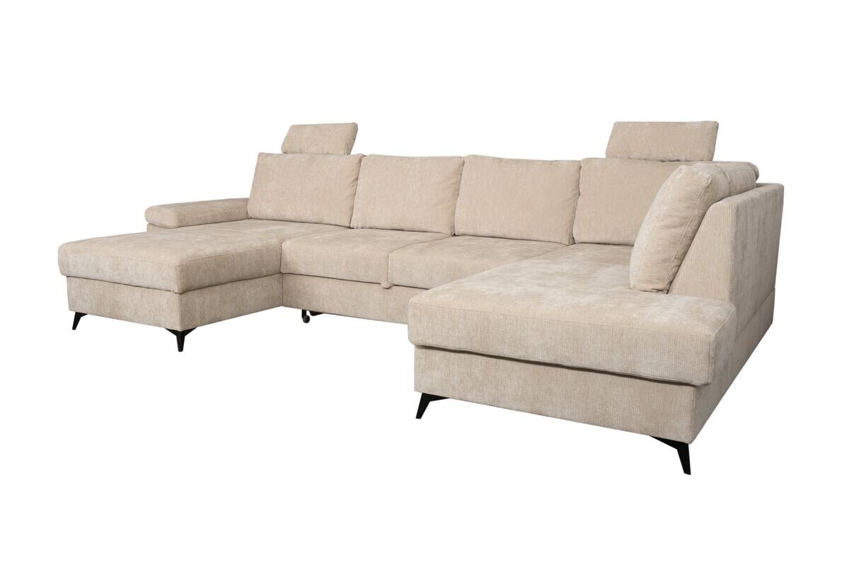 Wohnlandschaft Sara U beige Microfaser B/H/T: ca. 333x87x189 cm