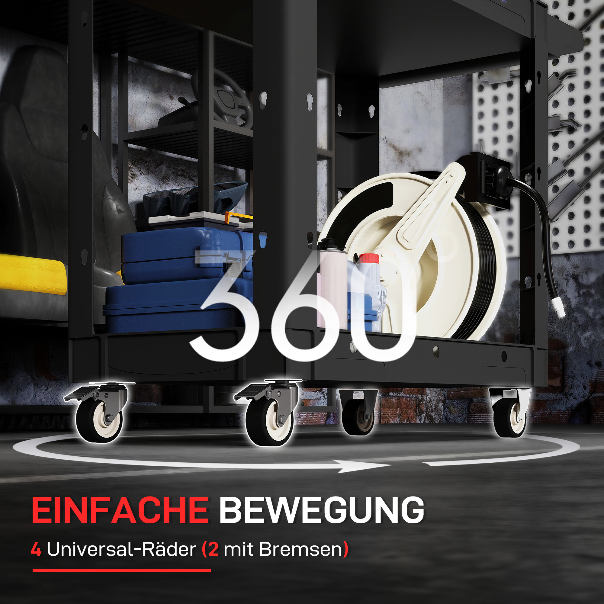 Werkstattwagen schwarz B/H/L: ca. 43,5x84,5x102,6 cm