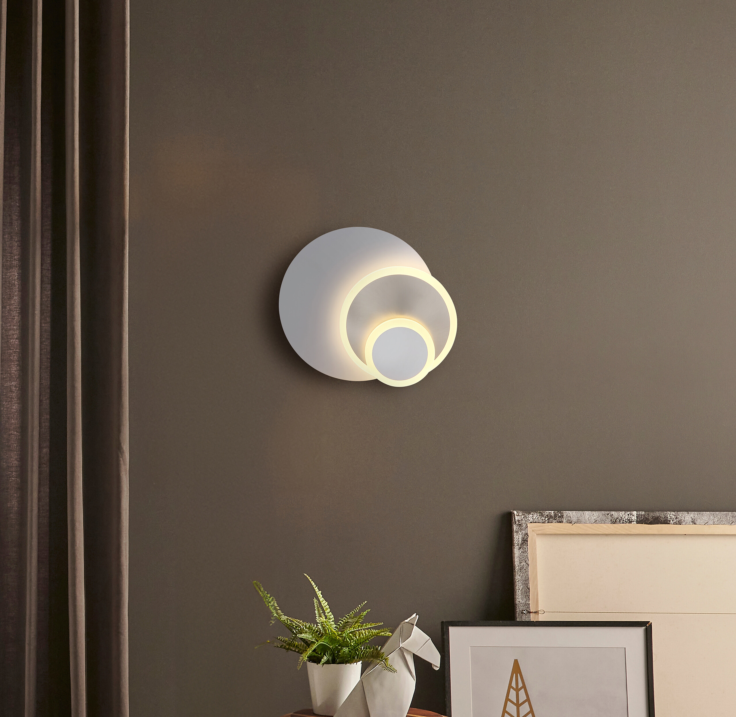 GLOBO Wandleuchte weiß nickel Metall B/H/L: ca. 7,5x25x25 cm