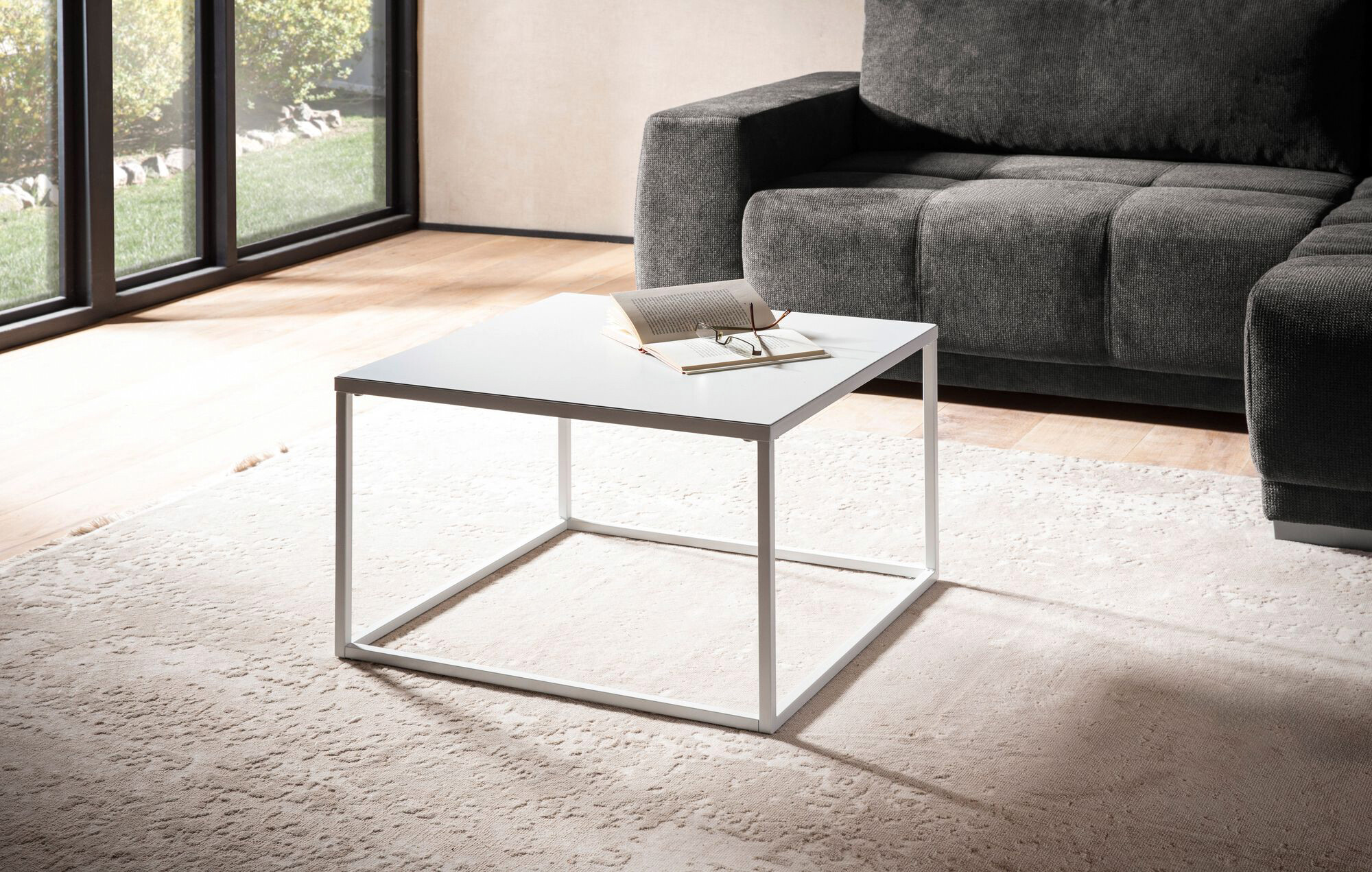 Wohnling Couchtisch weiß Stahl B/H/T: ca. 60x40x60 cm