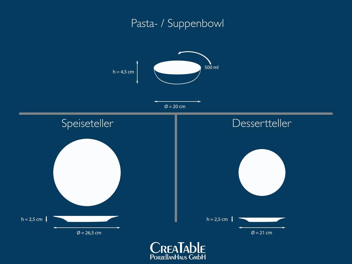 CreaTable Tafelservice Fresco blau Steingut 12 tlg.