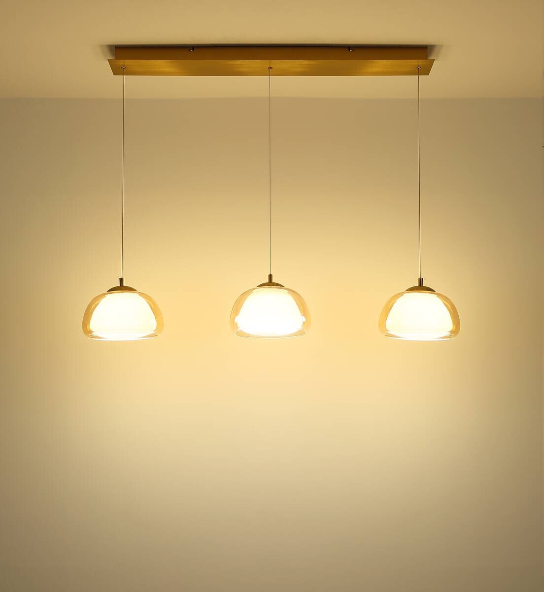 GLOBO Hängeleuchte gold Metall Glas B/H/L: ca. 36x21x101 cm