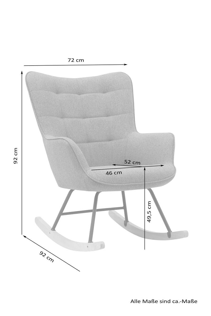 byLIVING Schaukelstuhl RICHIE grau schwarz natur Webstoff Metall Buche B/H/T: ca. 72x92x92 cm