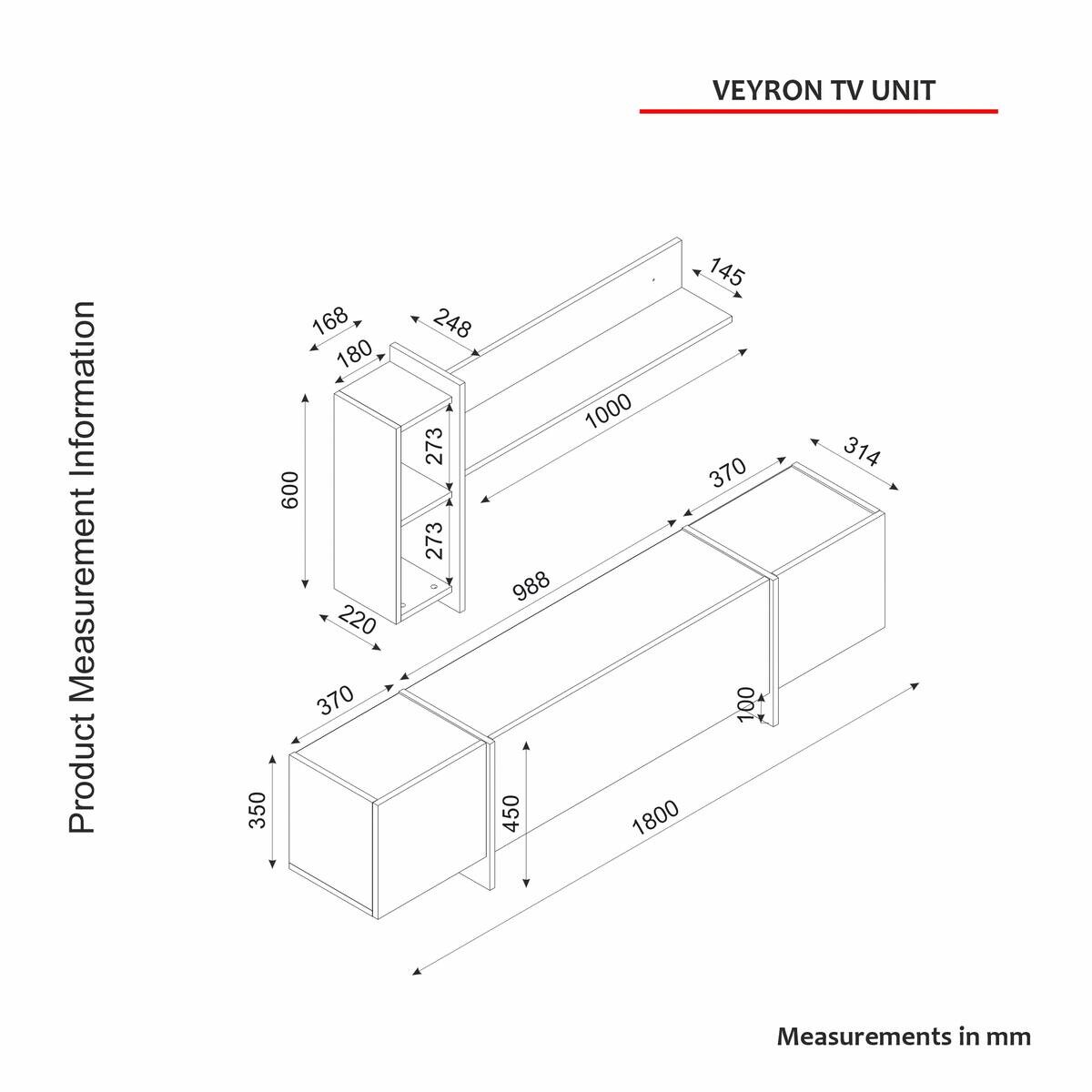 Wohnwand Veyron beige B/H/T: ca. 180x45x32 cm