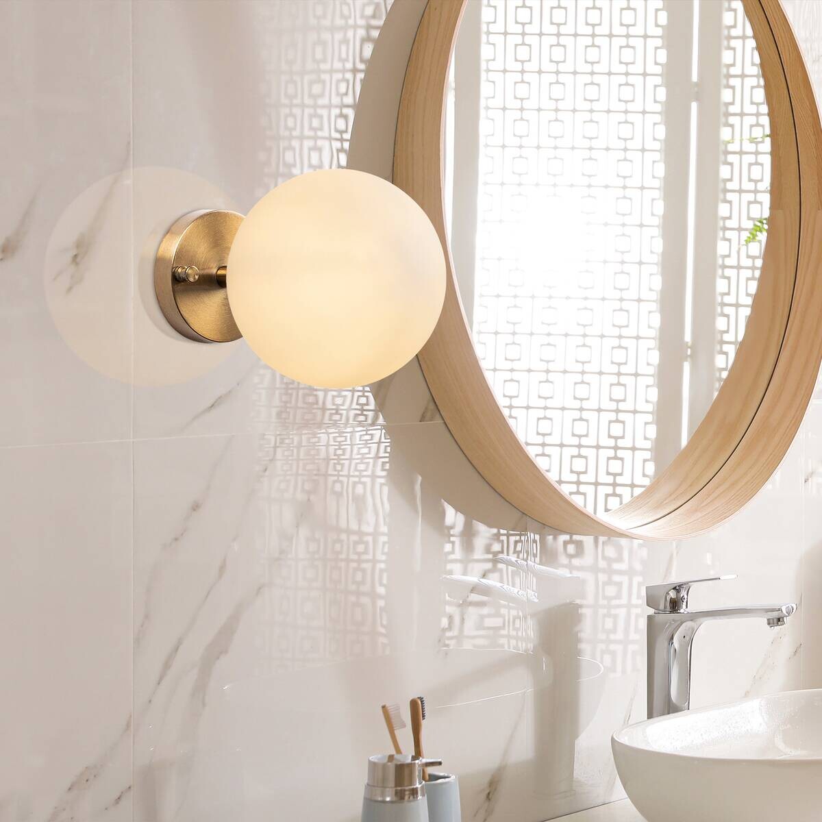 Opviq Wandleuchte Atmaca bronze Glas Metall B/H/T/L/D: ca. 15x24x15x15x15 cm E14 1 Brennstellen