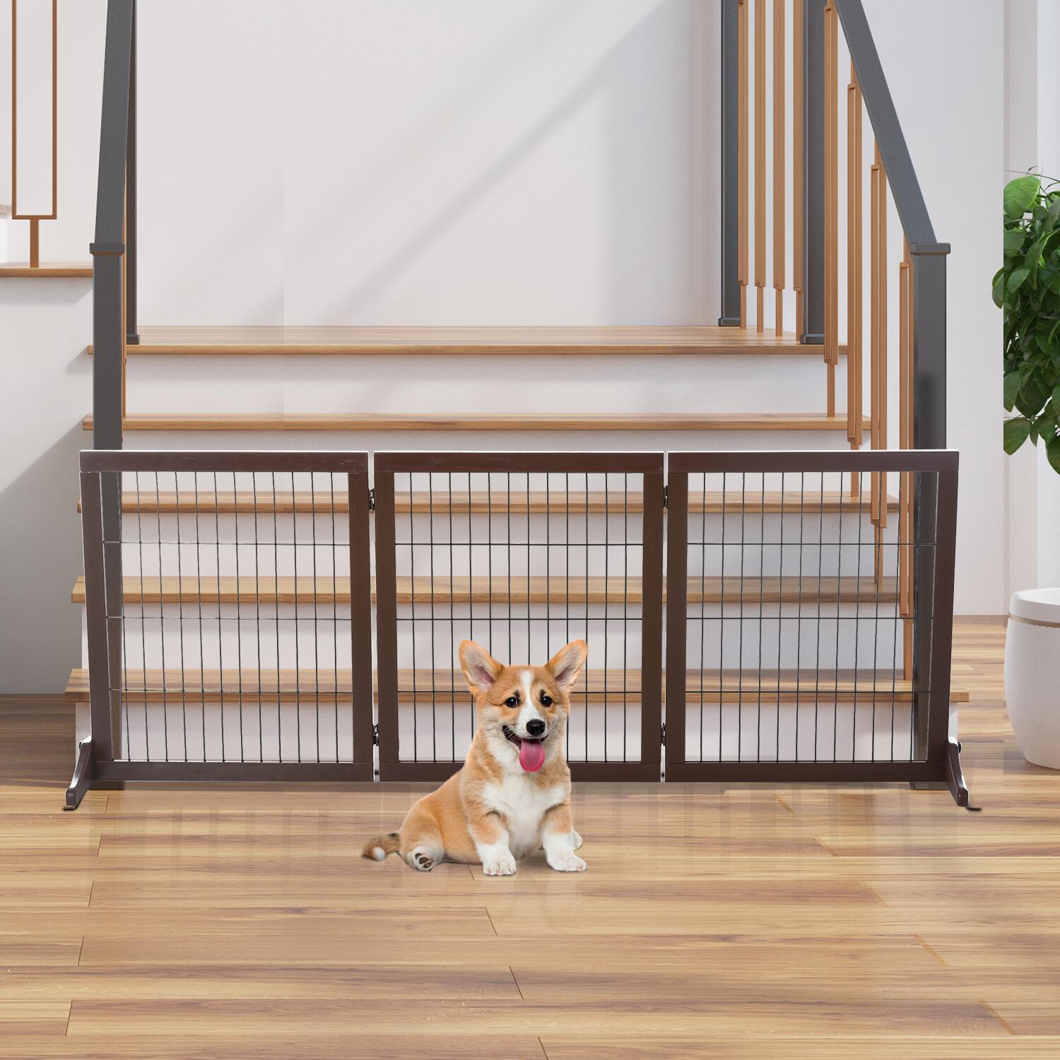 PawHut Absperrgitter braun Kiefer B/H/L: ca. 36x71x185 cm