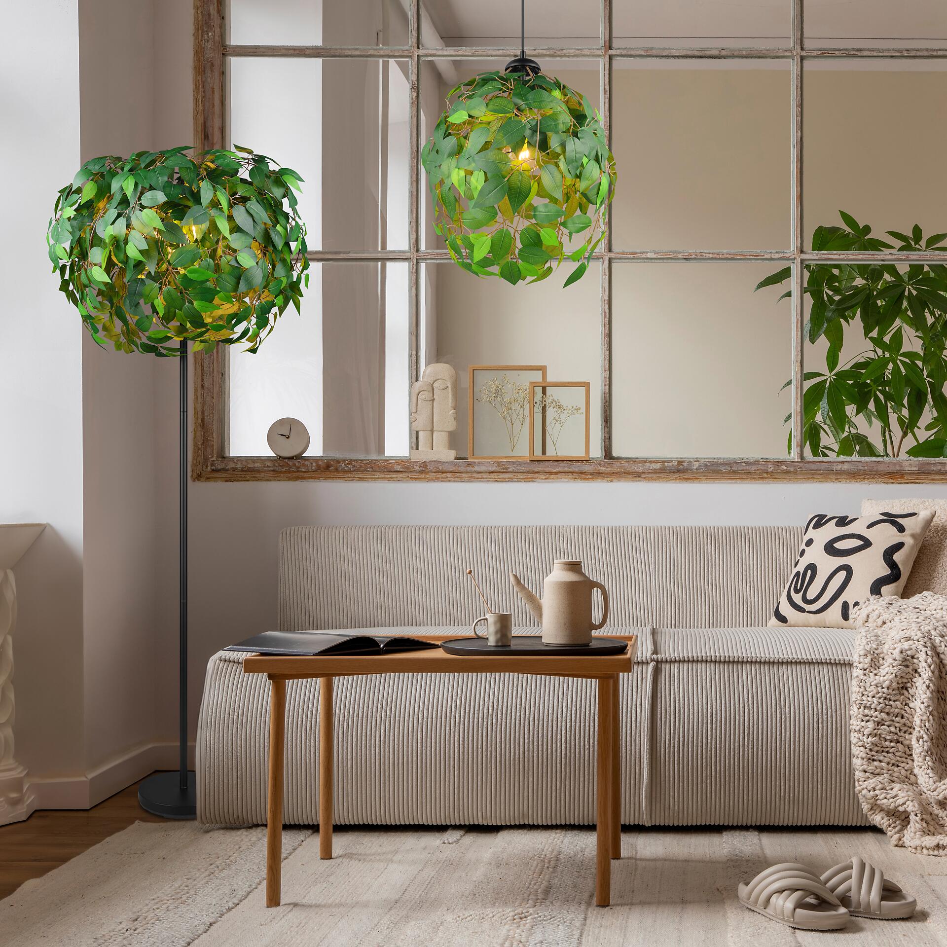 Reality Pendelleuchte Leavy schwarz grün Metall H/D: ca. 150x38 cm E27 1 Brennstellen