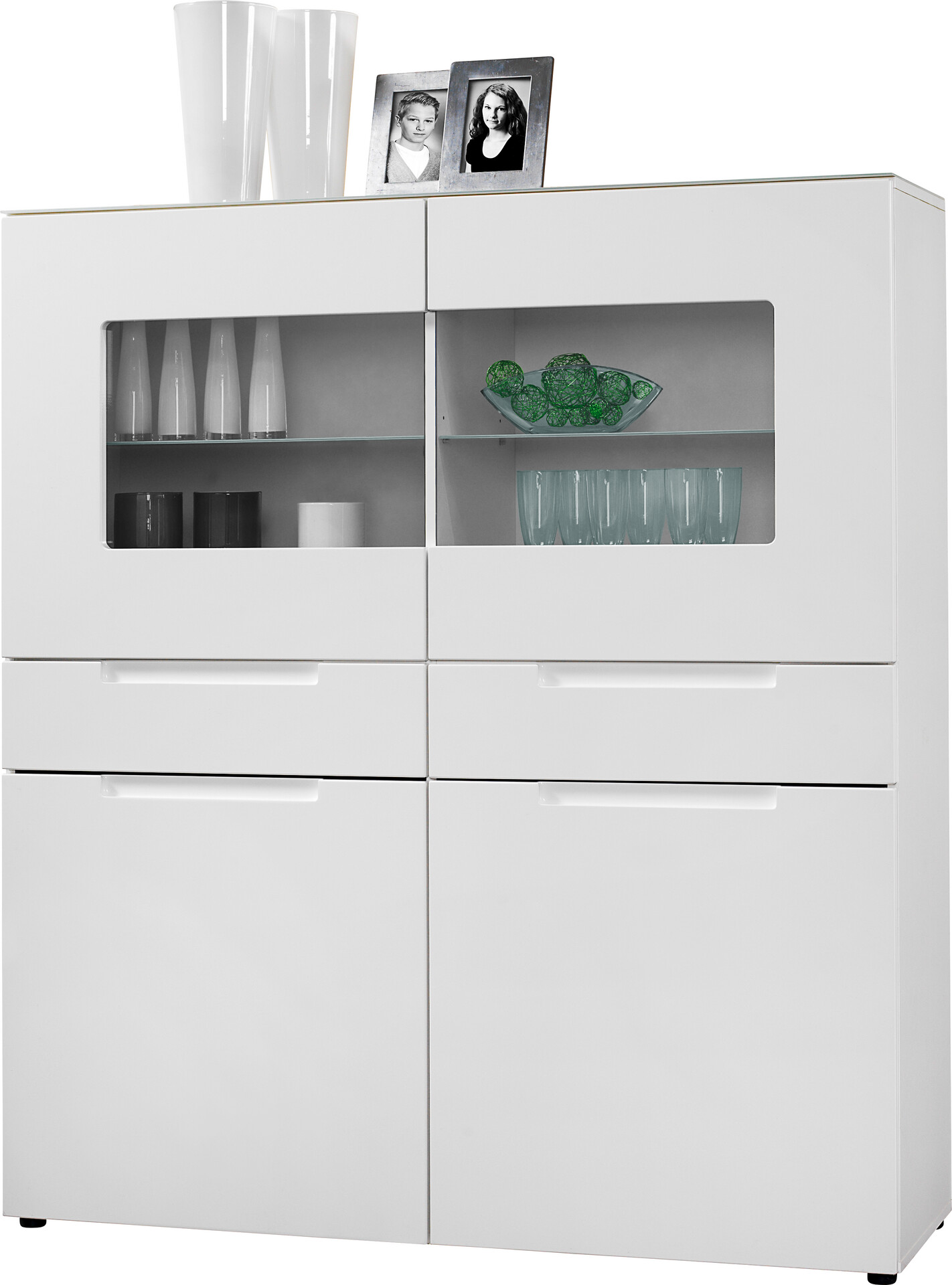 Highboard Mailand weiß Hochglanz B/H/T: ca. 128x147x40 cm