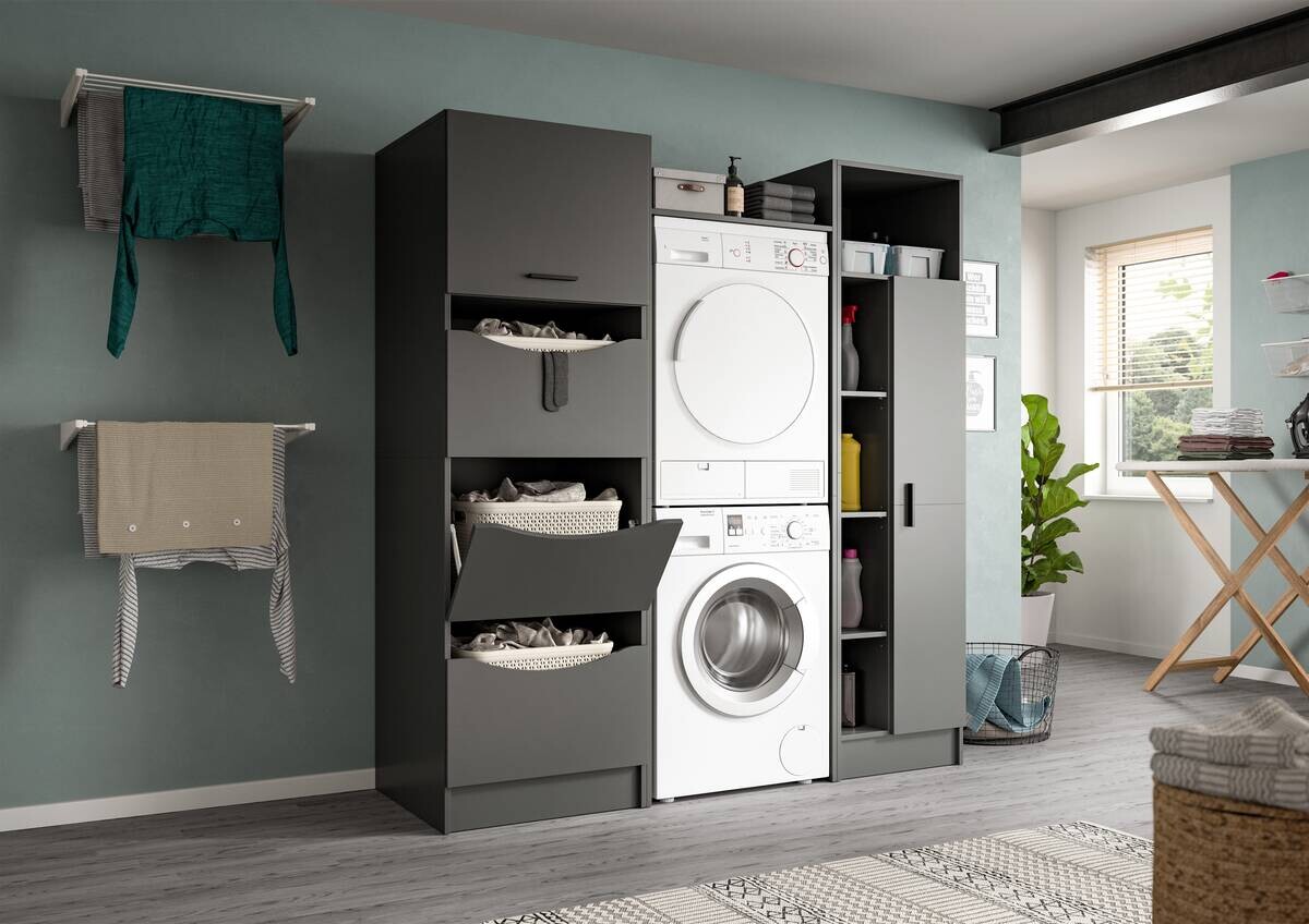 Waschmaschinenumbauschrank Free anthrazit B/H/T: ca. 66x196x66 cm