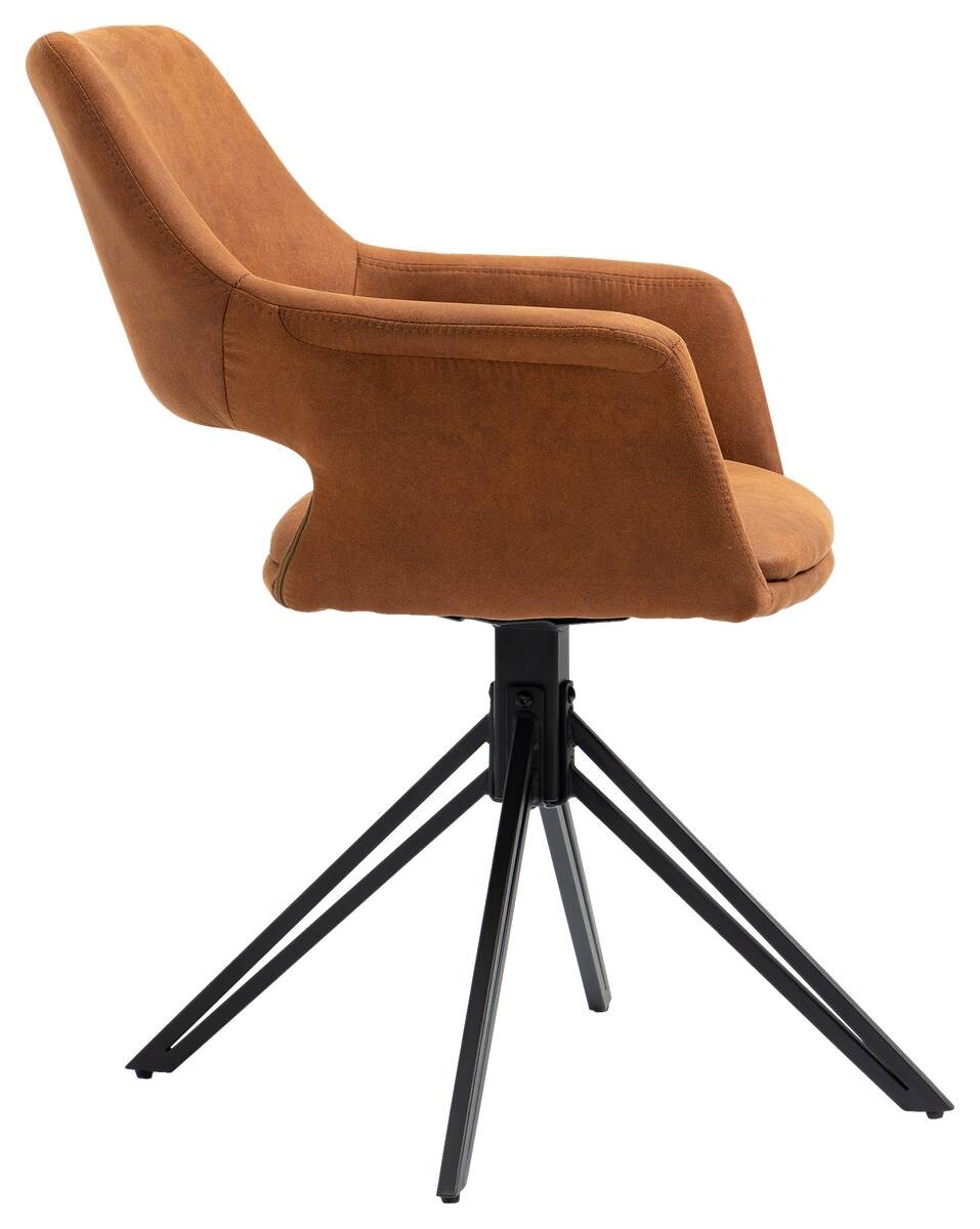 Stuhl ESTELLE 2er-Set braun Vintage schwarz Stoff Metall B/H/T: ca. 57x84x61 cm