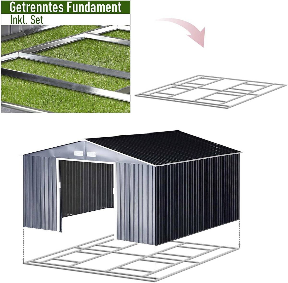 Outsunny Gartenschrank grau Stahl B/H/T: ca. 340x200x382 cm