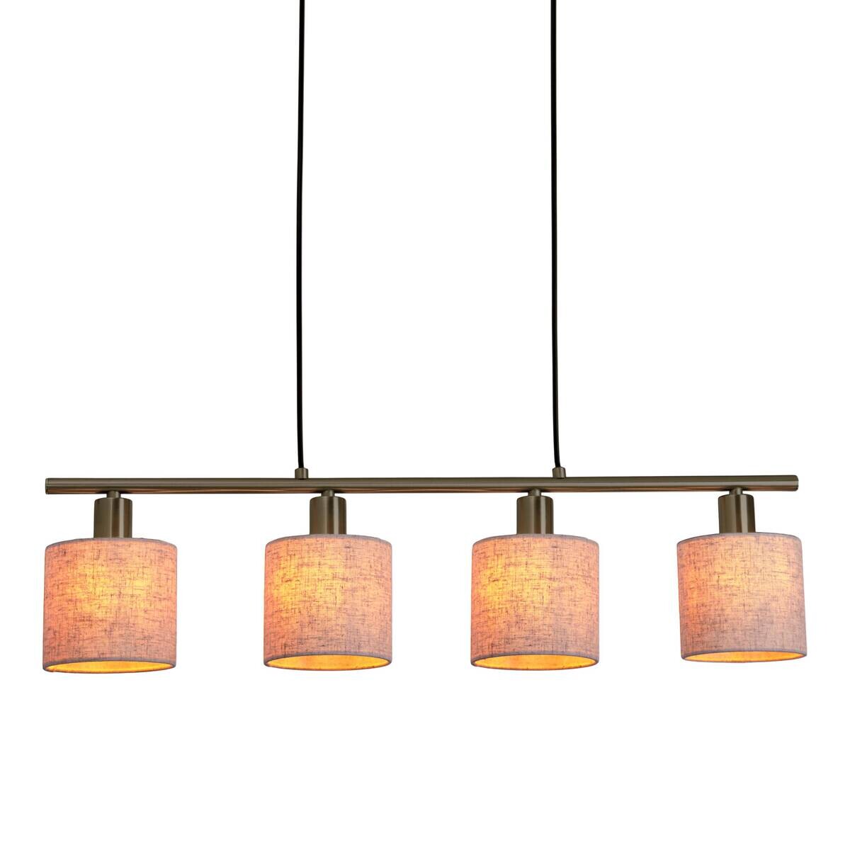 Näve Leuchten Pendelleuchte 7092044 natur Metall Textil B/H/T: ca. 12x1,4x71,5 cm E14 4 Brennstellen