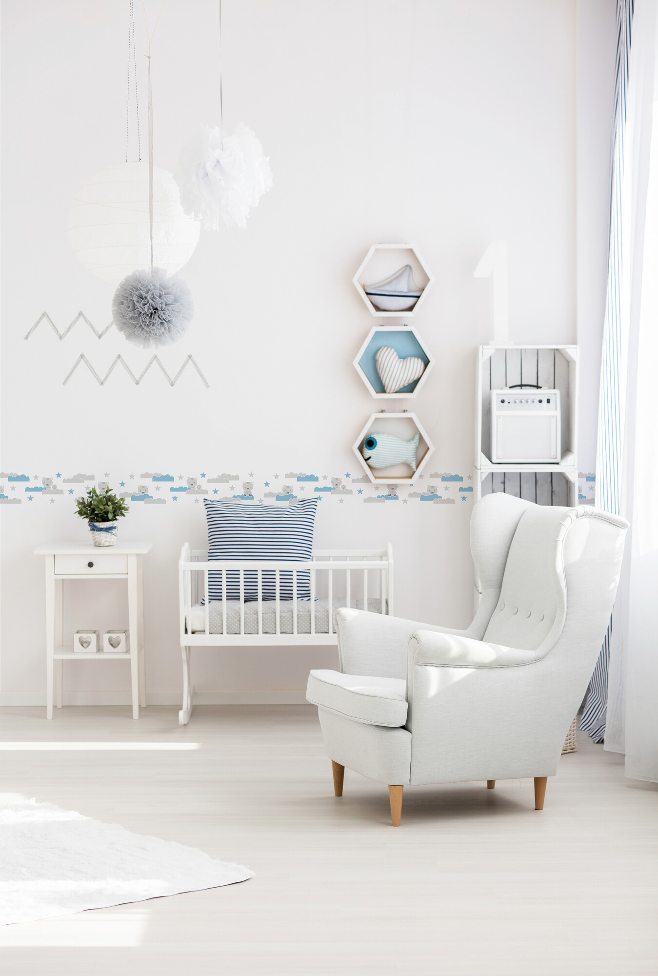 A.S.Creation Bordüre blau grau B/H/D: ca. 15,5x500x5,7 cm