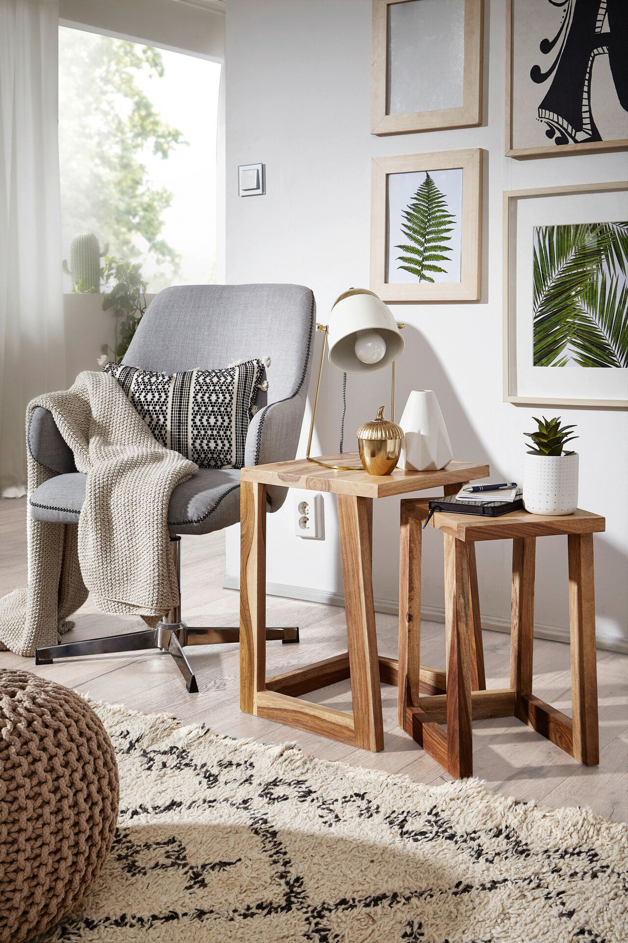 Beistelltisch 2er-Set natur Echtholz