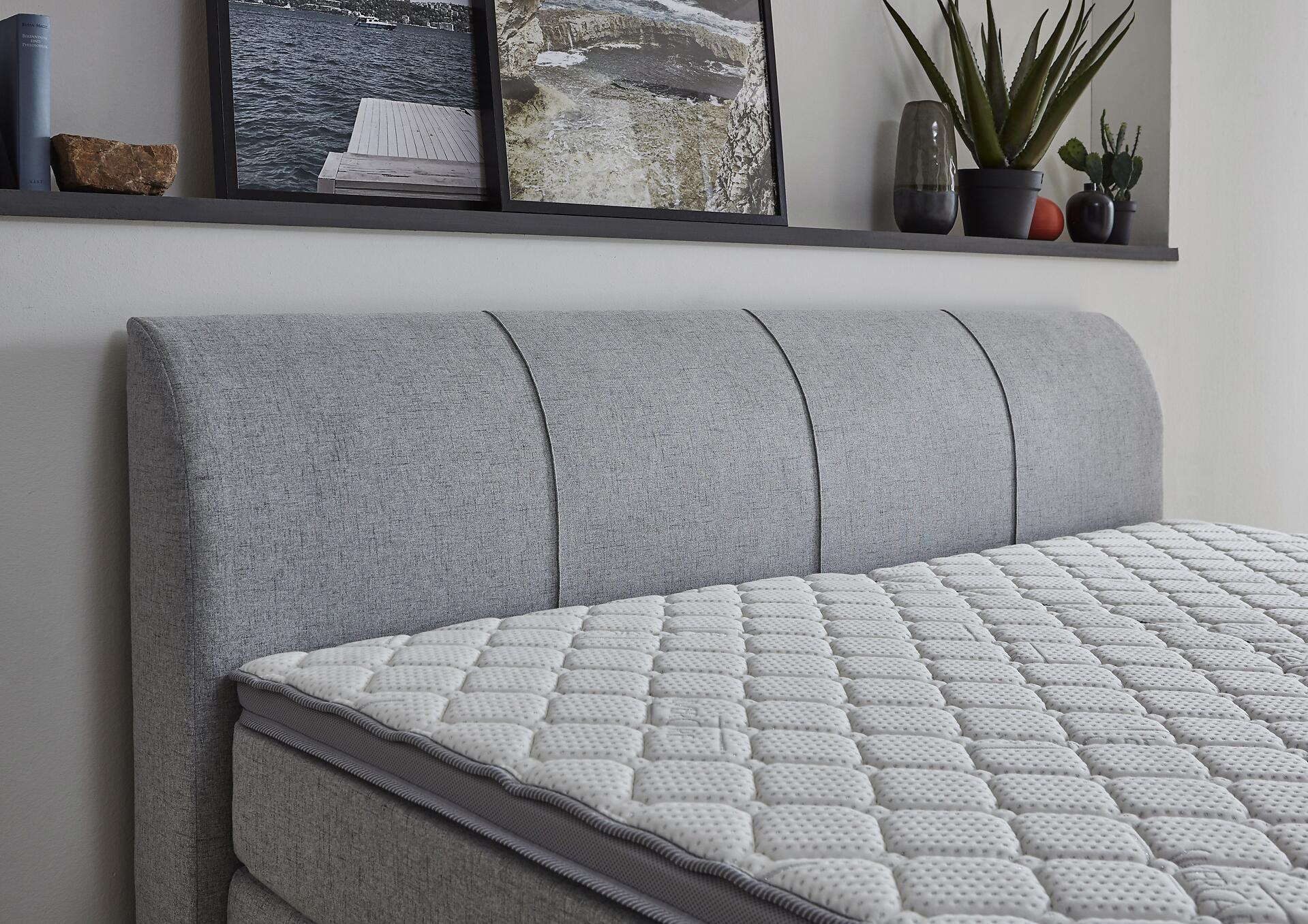 Boxspringbett Fire Silbergrau Liegefläche B/L: ca. 200x200 cm